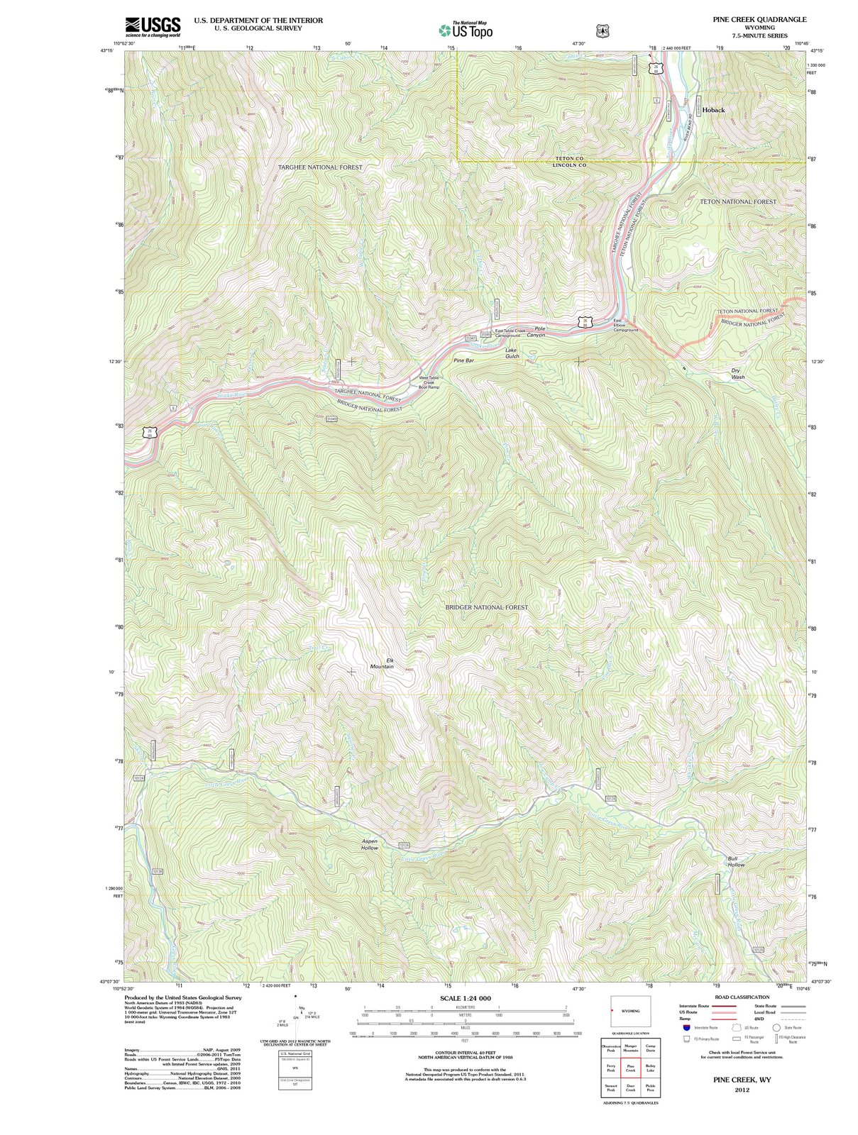 2012 Pine Creek, WY - Wyoming - USGS Topographic Map