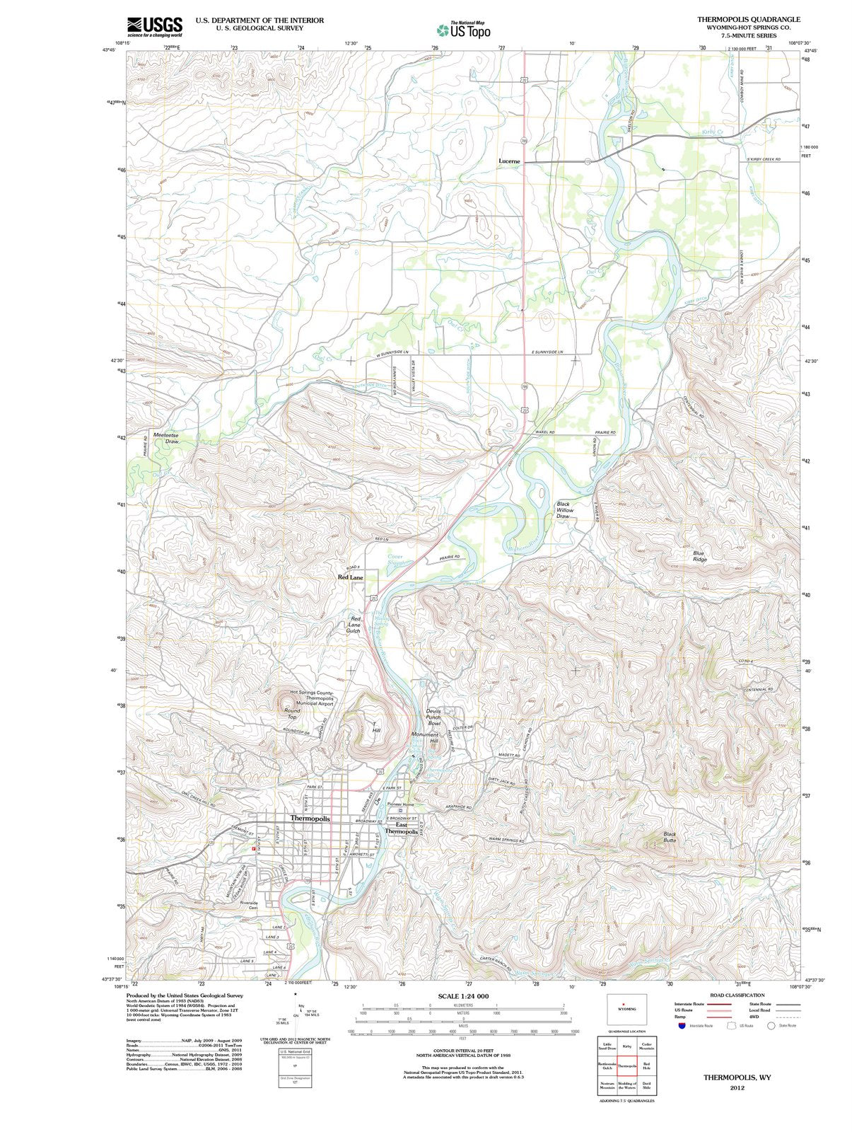 2012 Thermopolis, WY - Wyoming - USGS Topographic Map