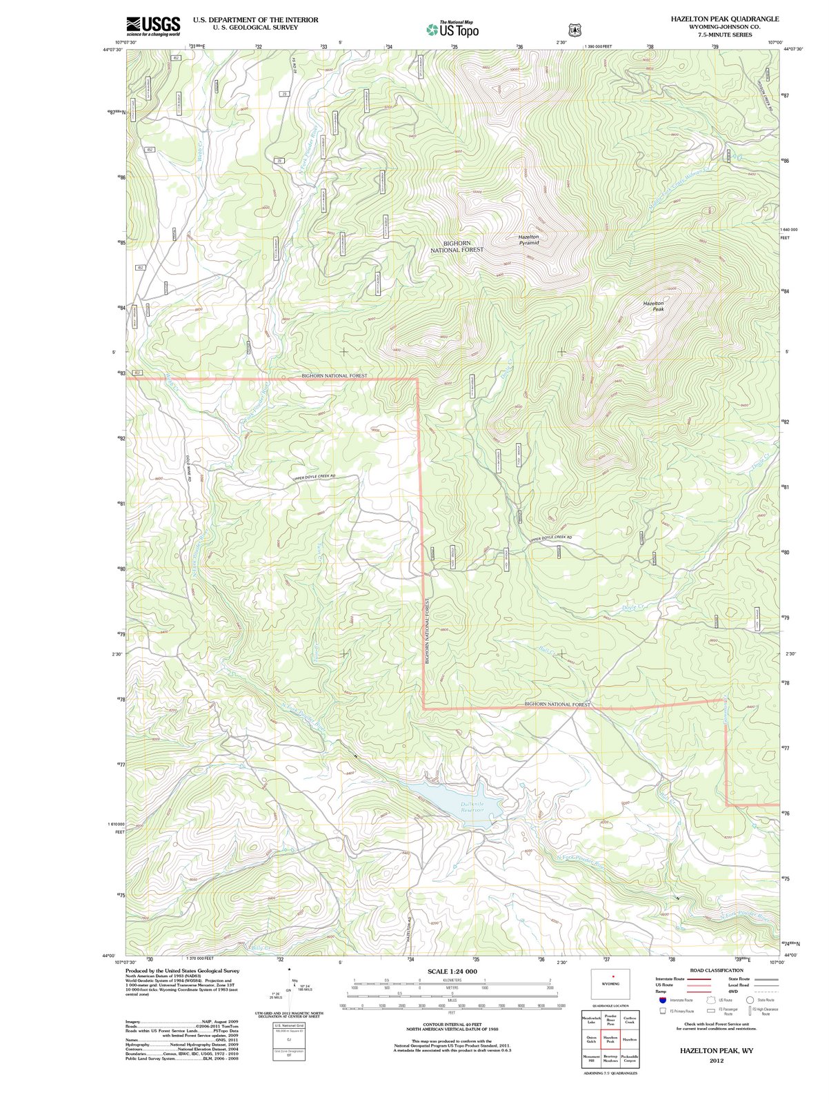 2012 Hazelton Peak, WY - Wyoming - USGS Topographic Map