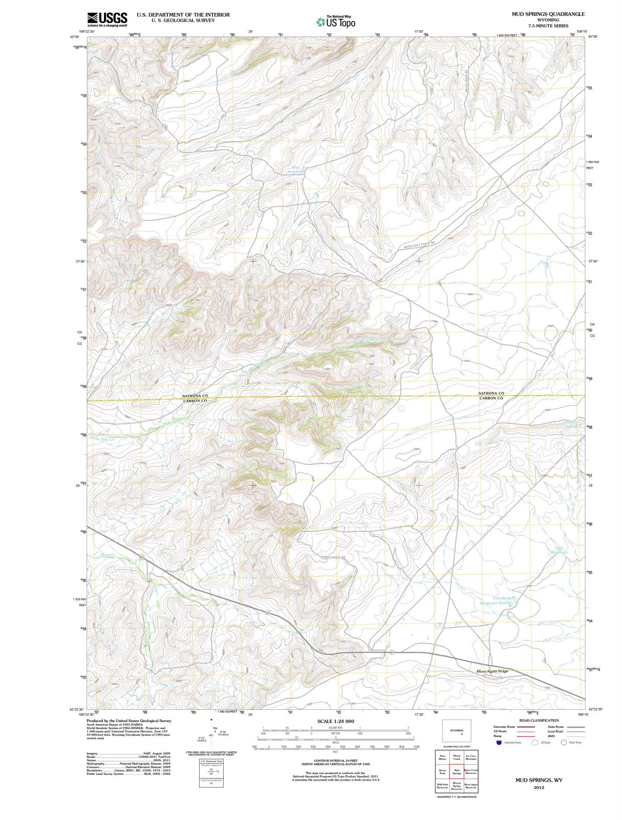 2012 Mud Springs, WY - Wyoming - USGS Topographic Map