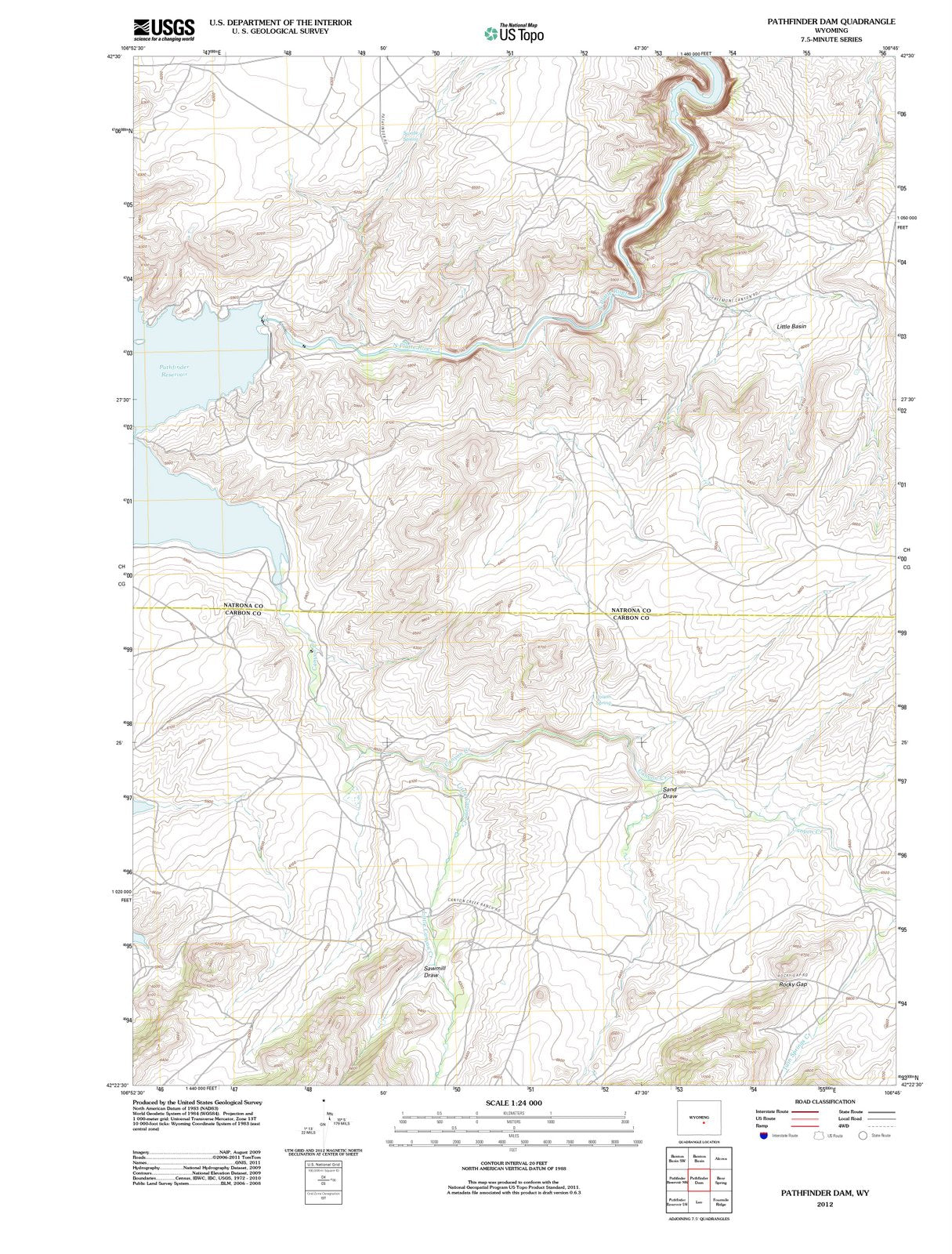 2012 Pathfinderam, WY - Wyoming - USGS Topographic Map