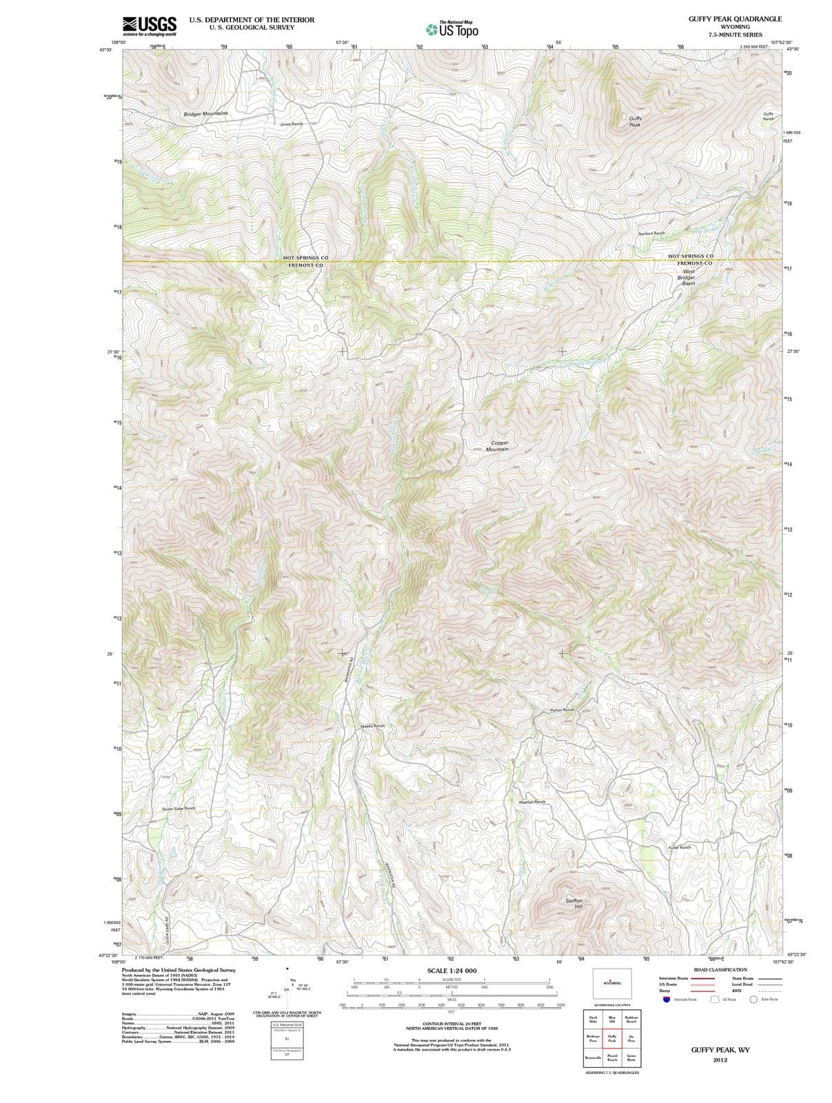 2012 Guffy Peak, WY - Wyoming - USGS Topographic Map