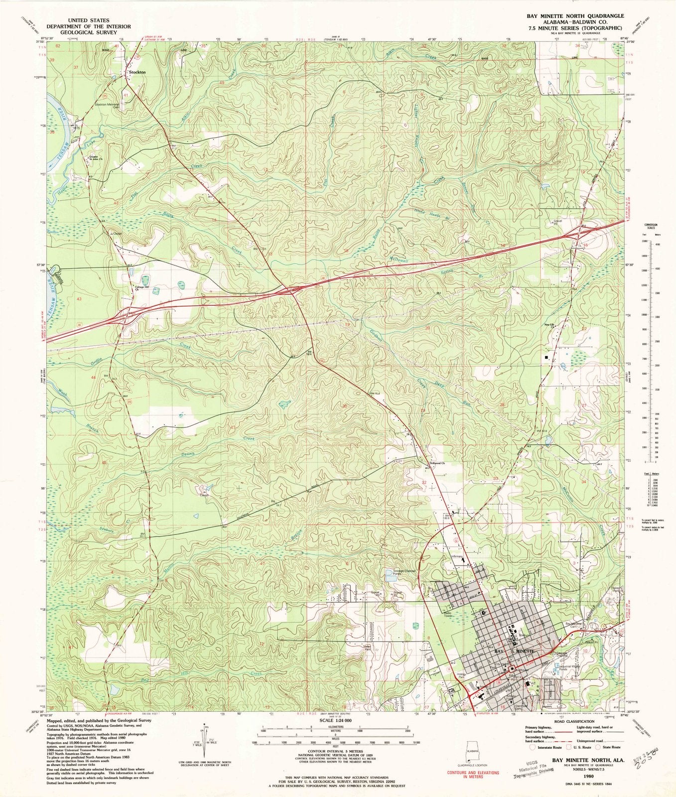 1980 Bay Minette North, AL - Alabama - USGS Topographic Map