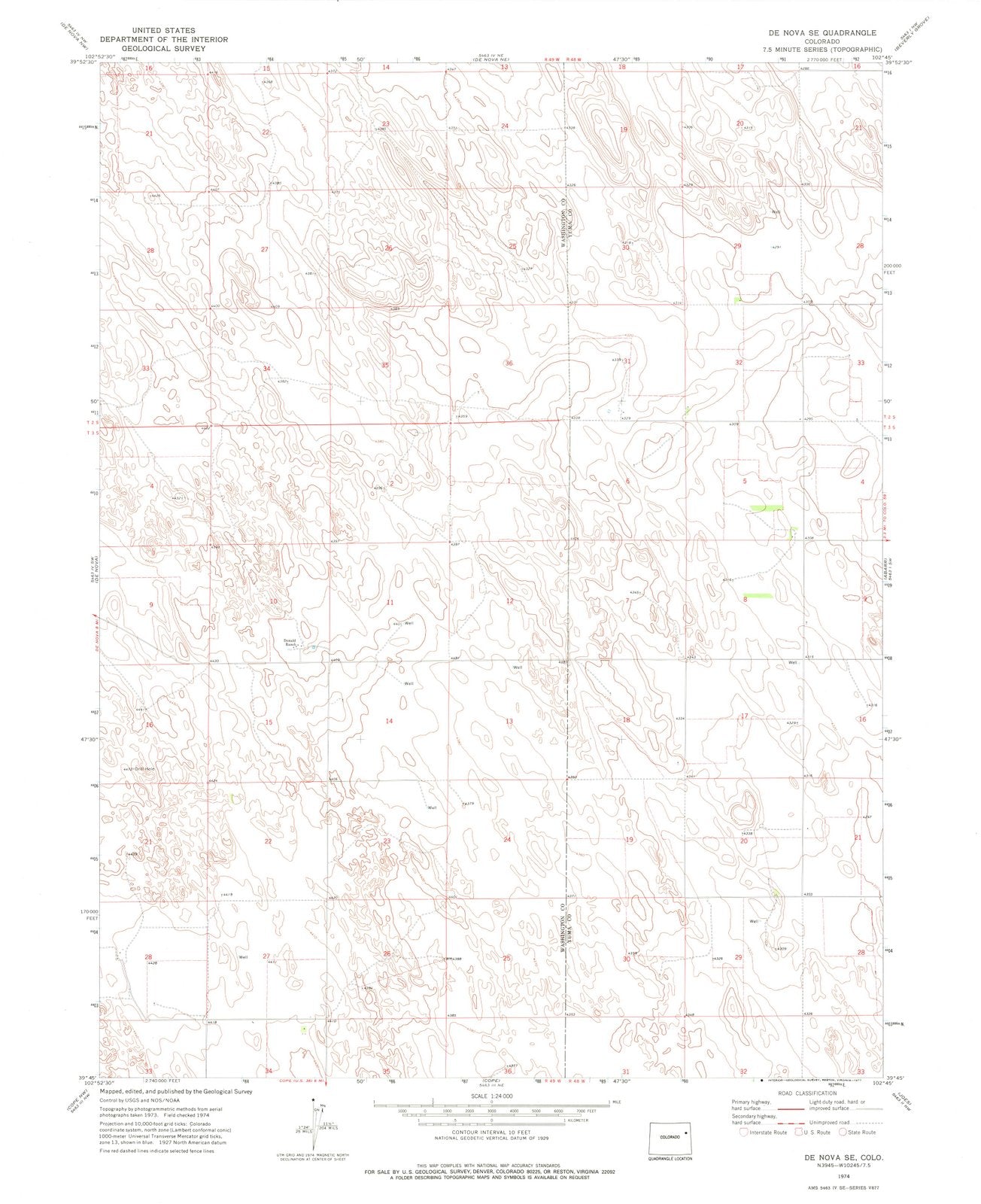 1974 De Nova, CO - Colorado - USGS Topographic Map