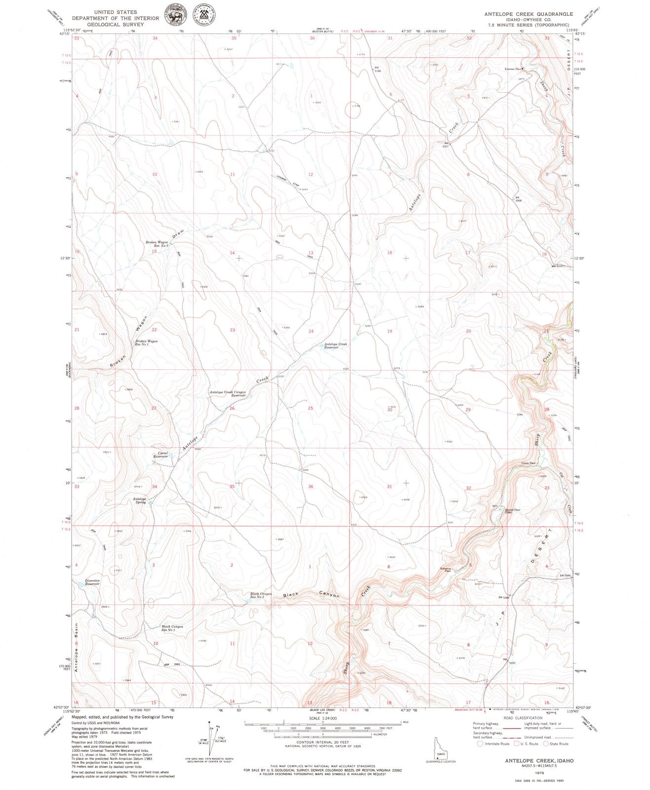 1979 Antelope Creek, ID - Idaho - USGS Topographic Map