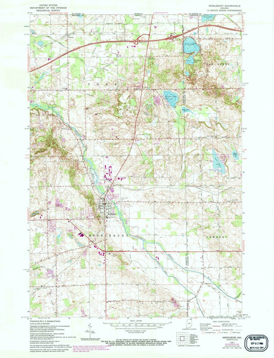 1961 Middlebury, in - Indiana - USGS Topographic Map