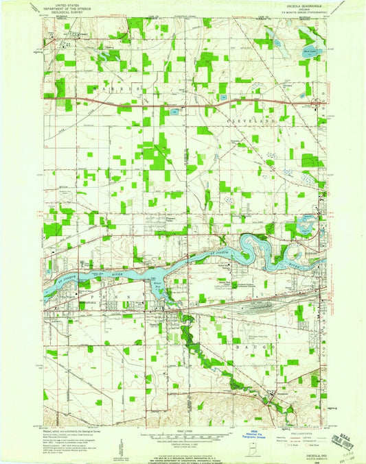 1958 Osceola, in - Indiana - USGS Topographic Map