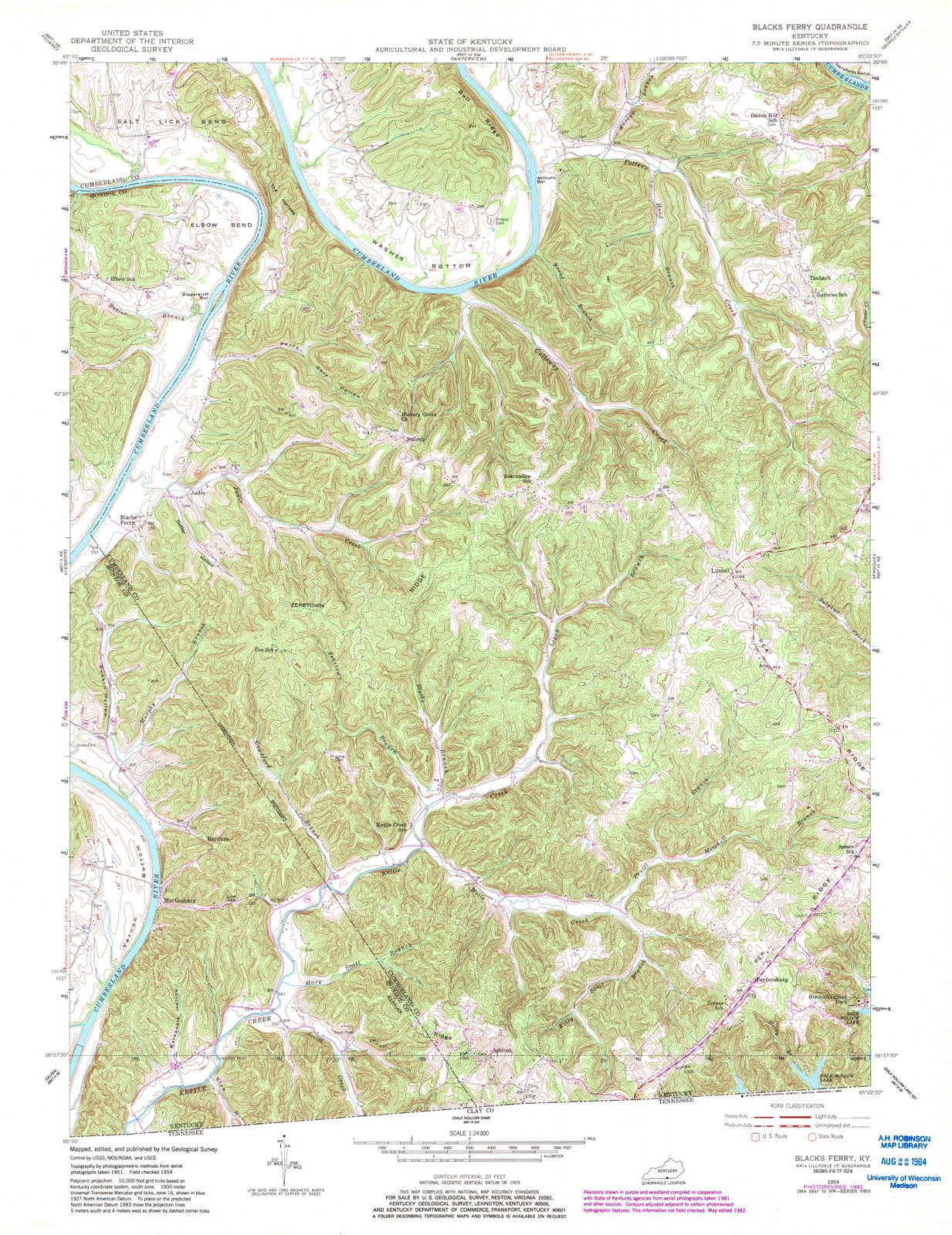 1954 Blacks Ferry, KY - Kentucky - USGS Topographic Map