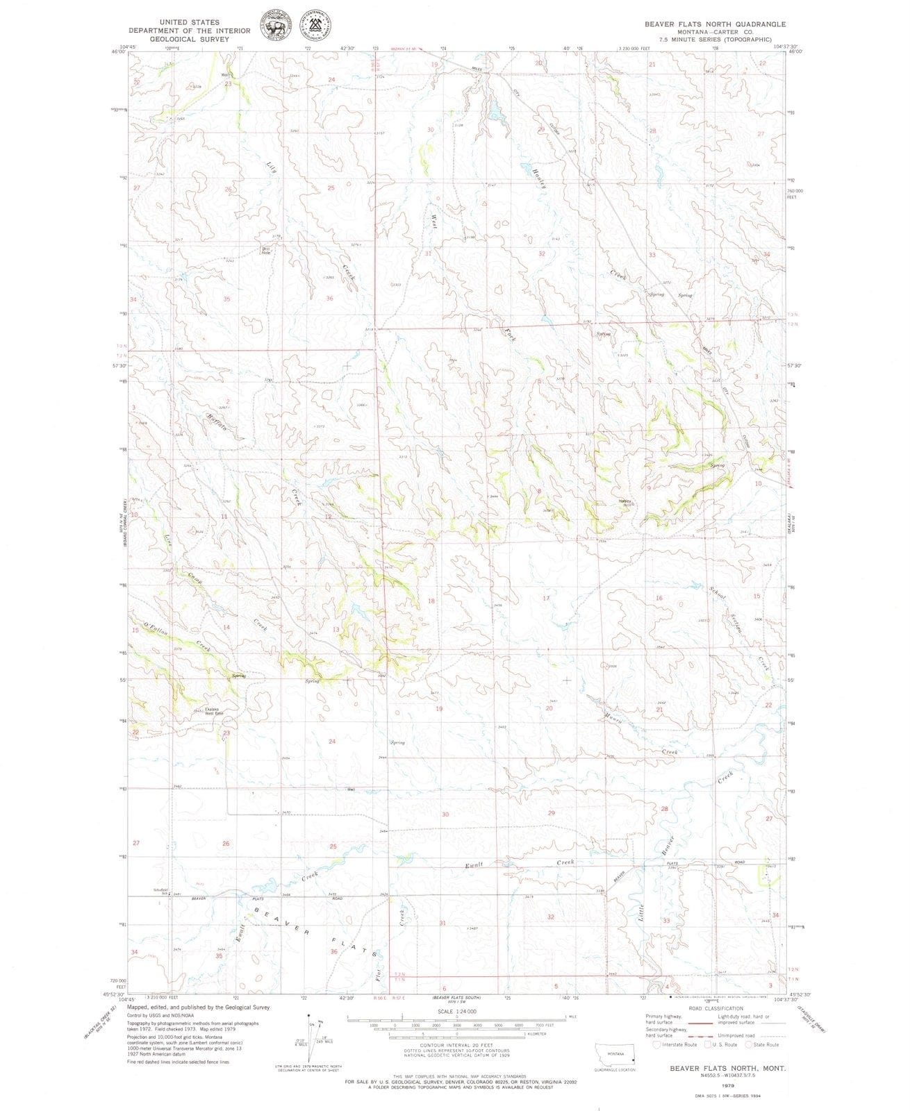 1979 Beaver Flats North, MT - Montana - USGS Topographic Map
