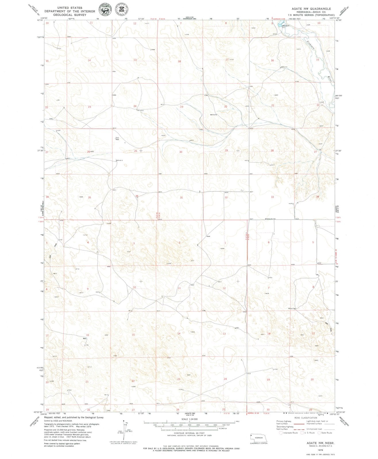1979 Agate, NE - Nebraska - USGS Topographic Map