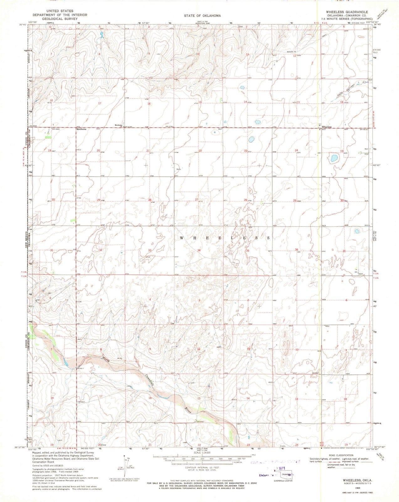 1969 Wheeless, OK - Oklahoma - USGS Topographic Map