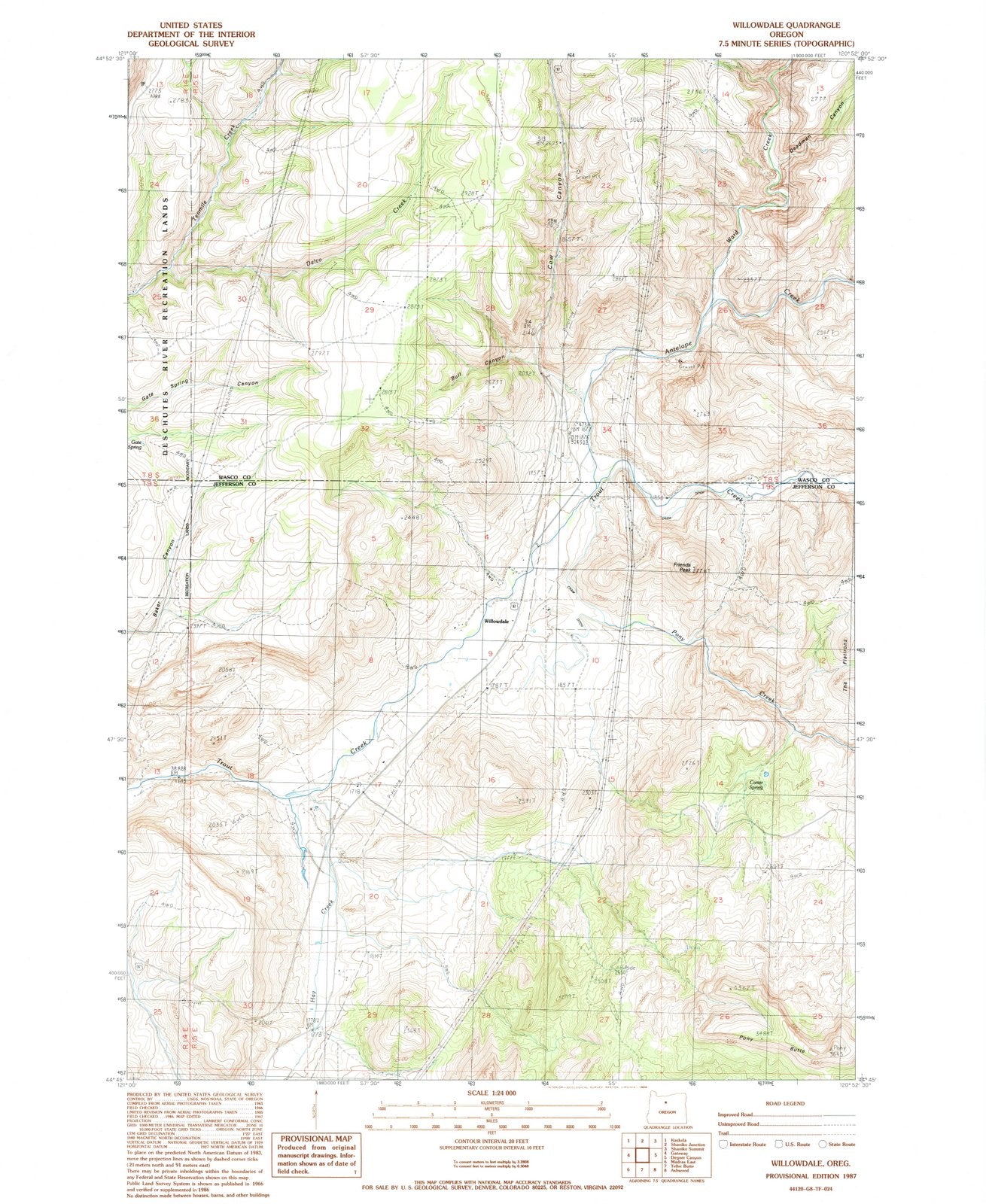1987 Willowdale, OR - Oregon - USGS Topographic Map