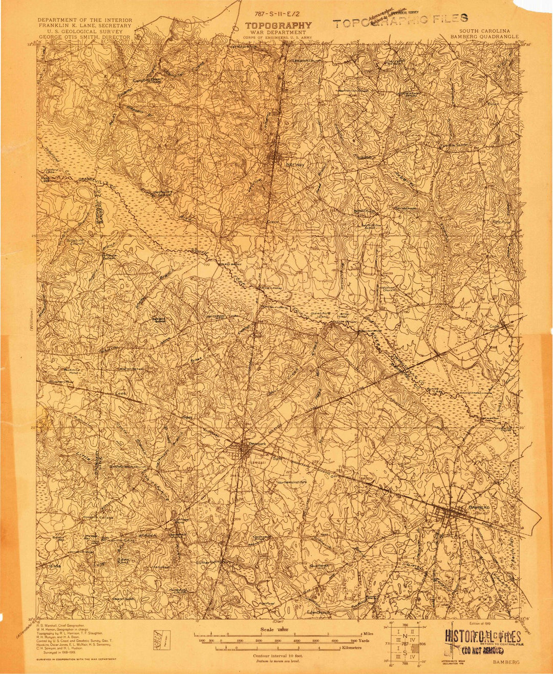 1919 Bamberg, SC - South Carolina - USGS Topographic Map