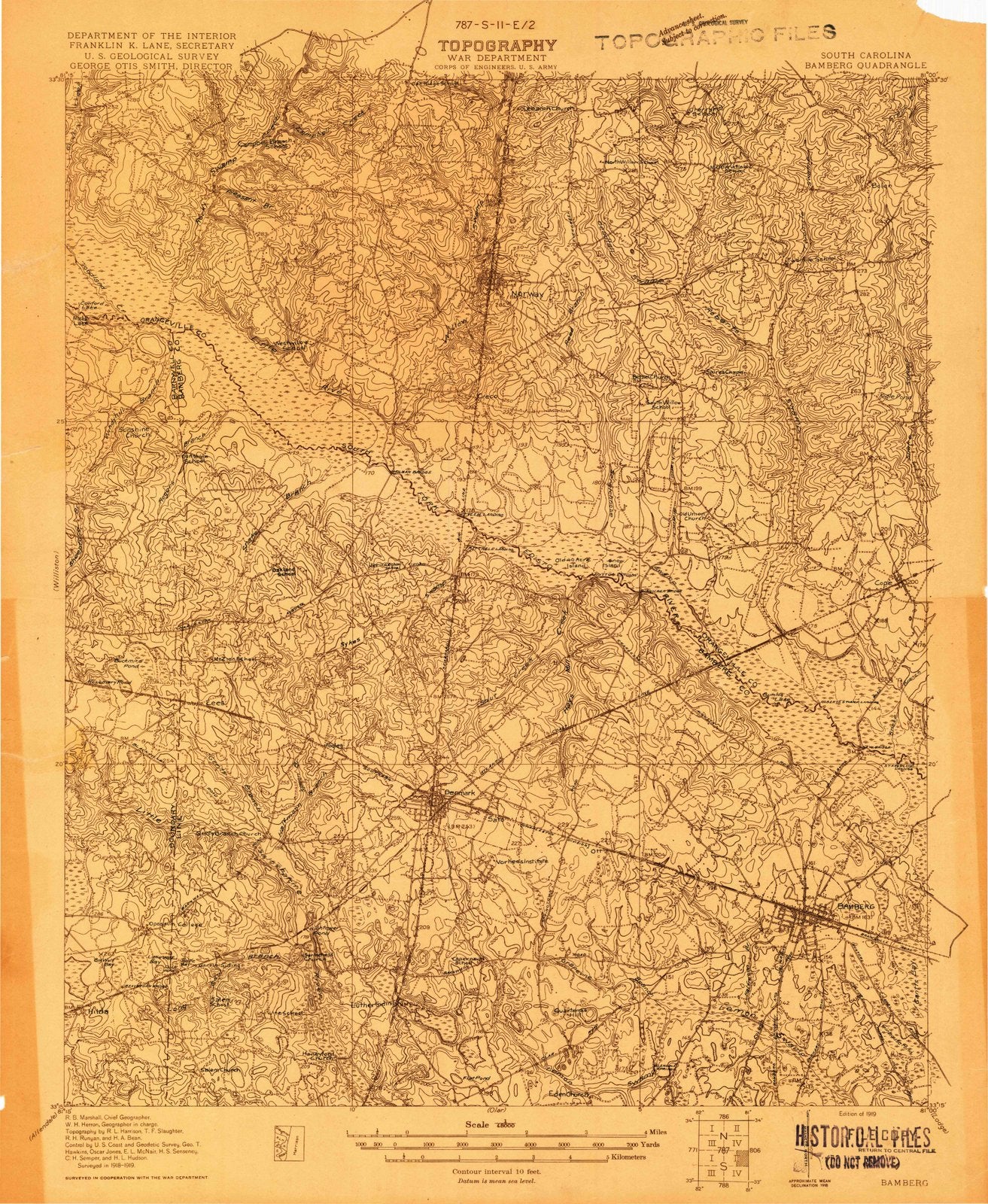 1919 Bamberg, SC - South Carolina - USGS Topographic Map
