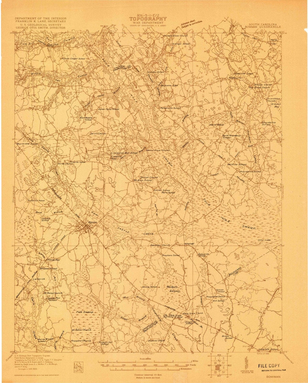 1920 Bowman, SC - South Carolina - USGS Topographic Map