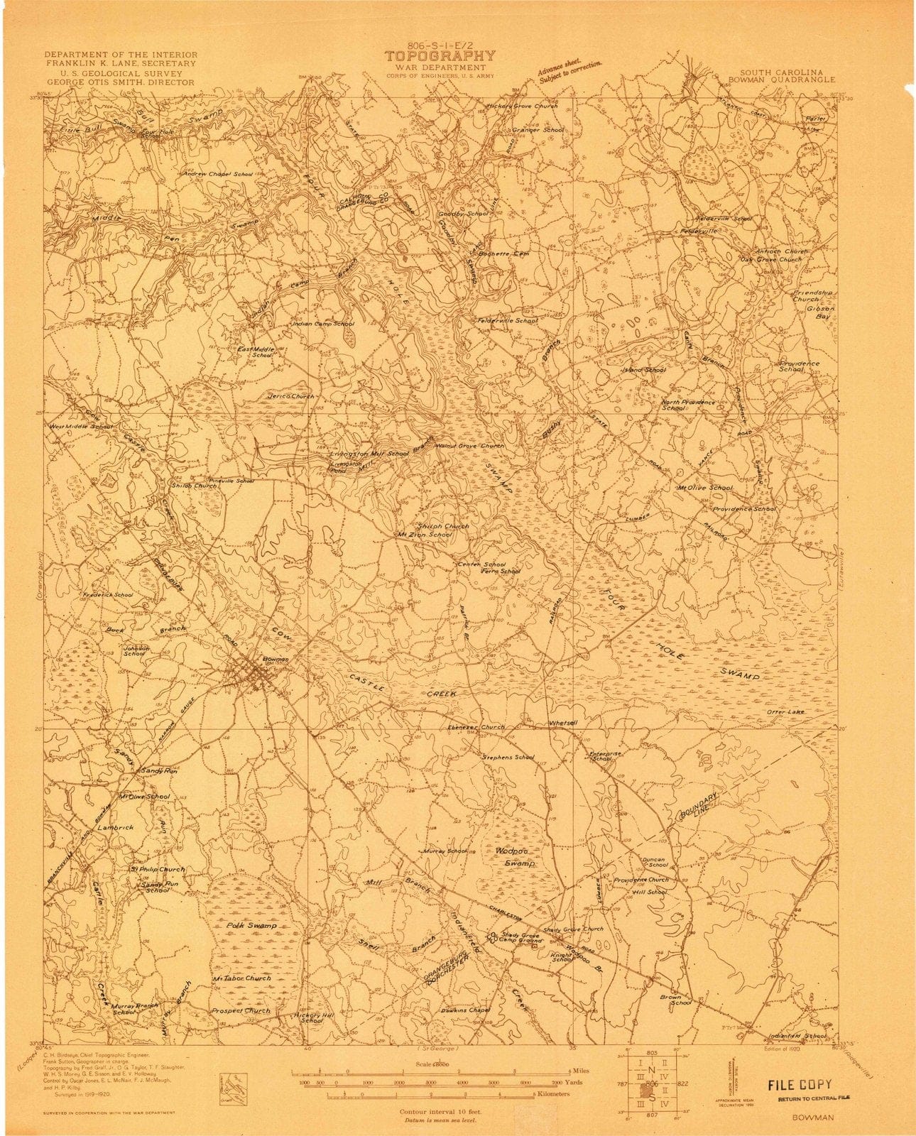 1920 Bowman, SC - South Carolina - USGS Topographic Map