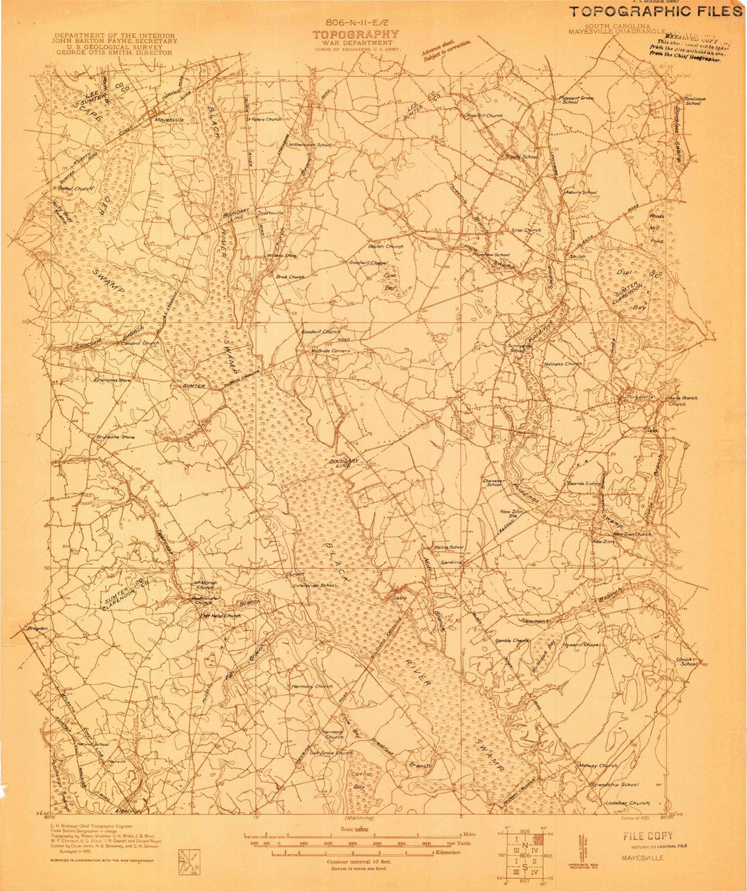 1920 Mayesville, SC - South Carolina - USGS Topographic Map