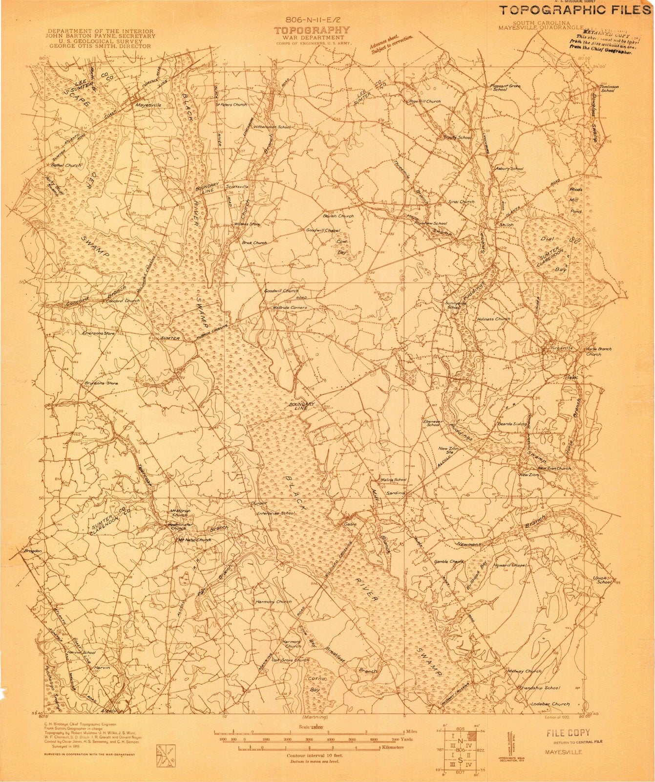 1920 Mayesville, SC - South Carolina - USGS Topographic Map