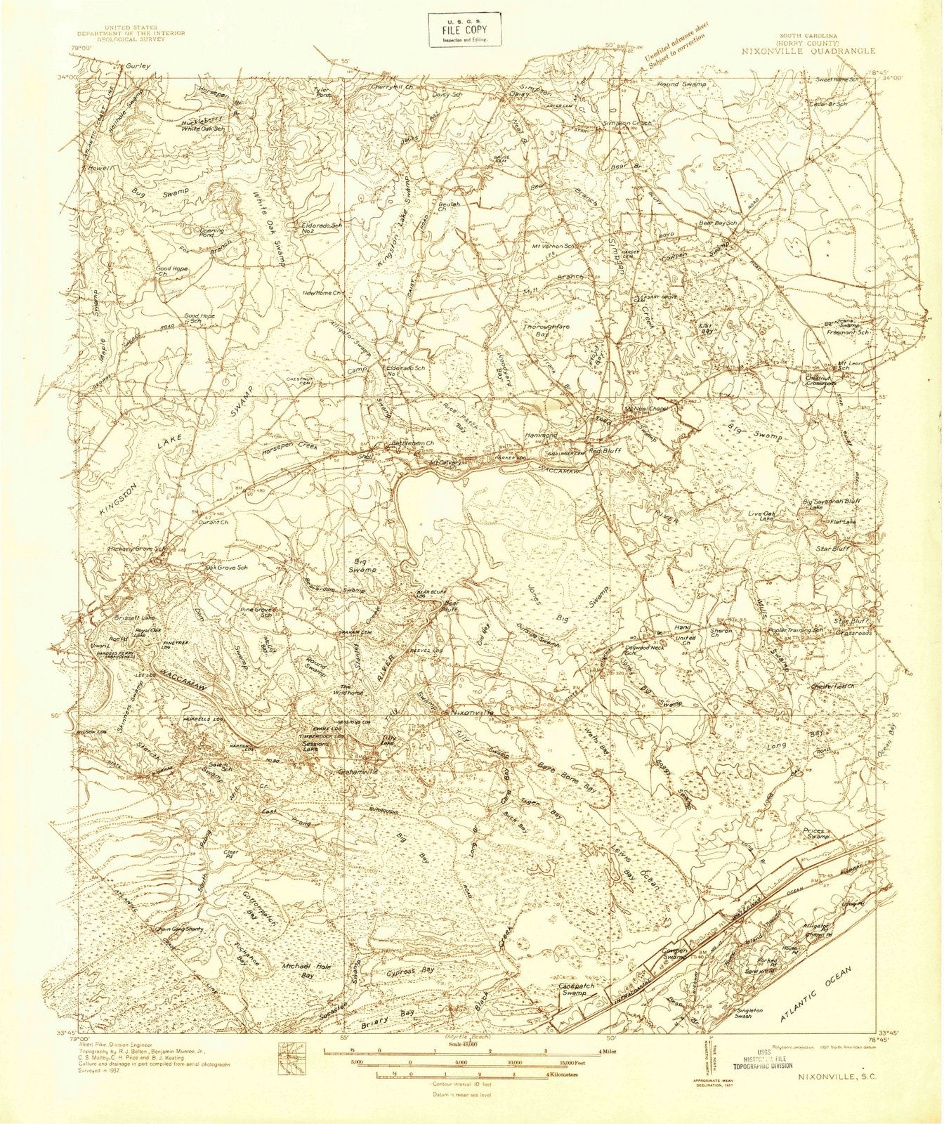 1937 Nixonville, SC - South Carolina - USGS Topographic Map