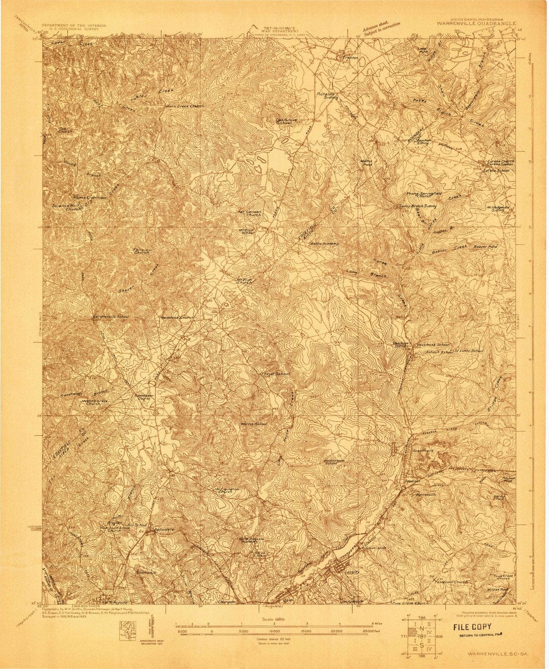 1923 Warrenville, SC - South Carolina - USGS Topographic Map