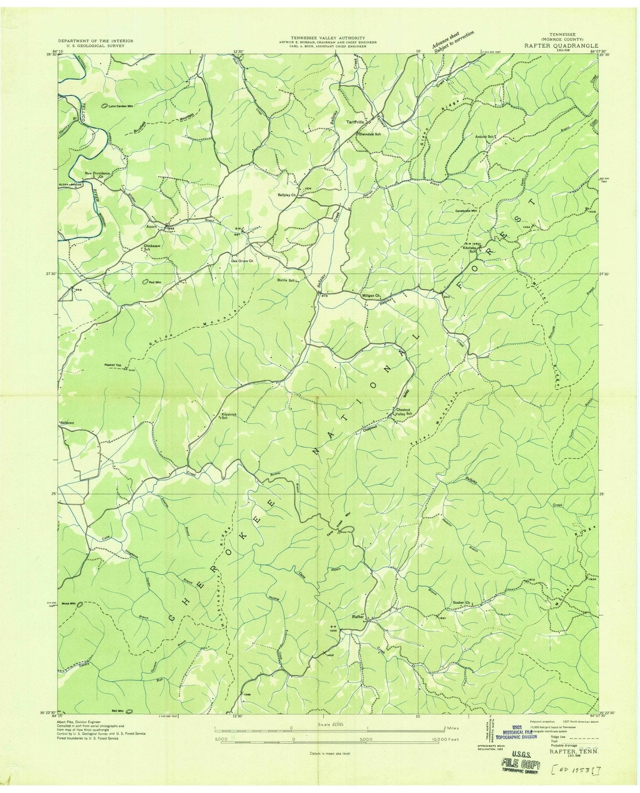 1933 Rafter, TN - Tennessee - USGS Topographic Map