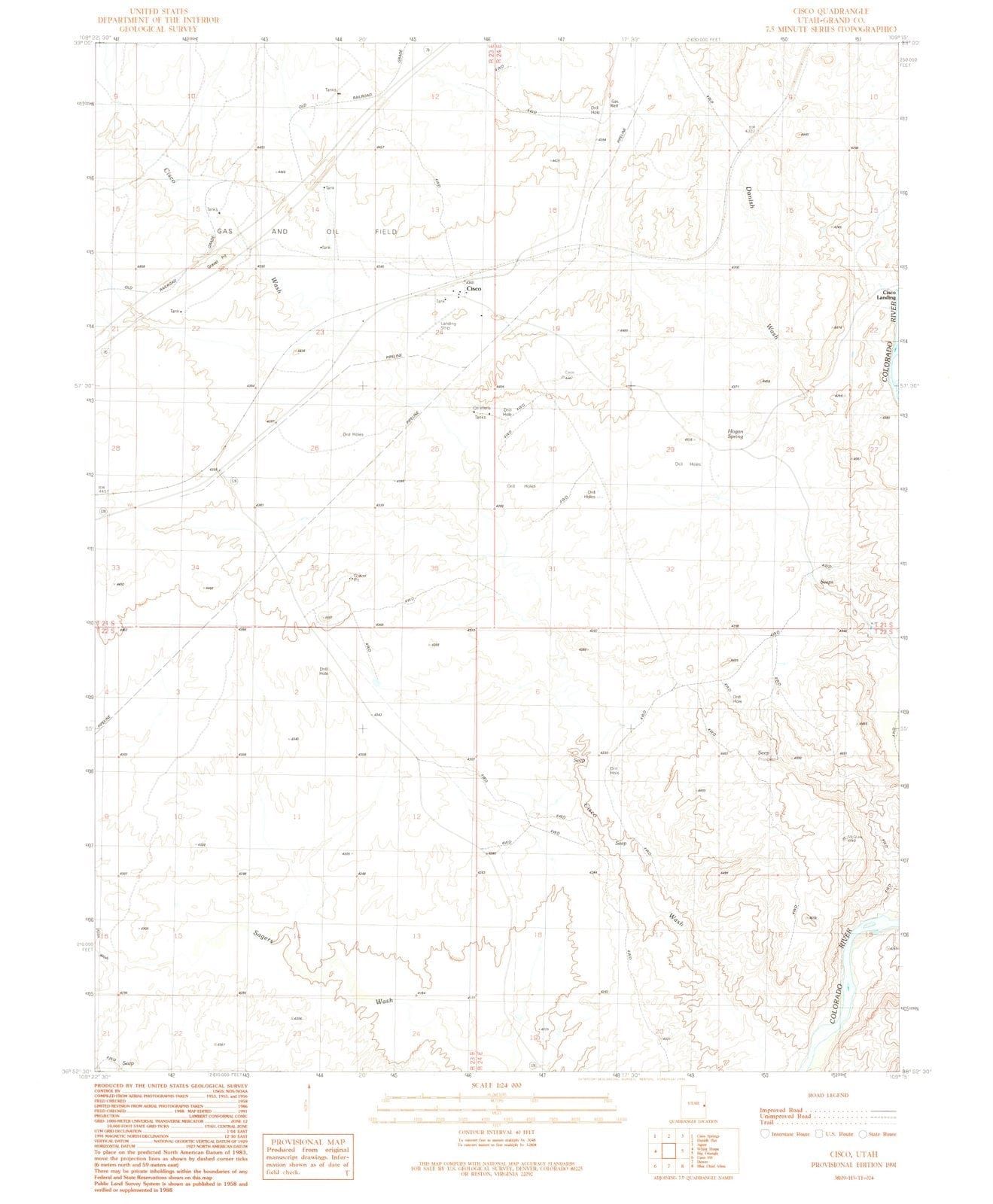 1991 Cisco, UT - Utah - USGS Topographic Map
