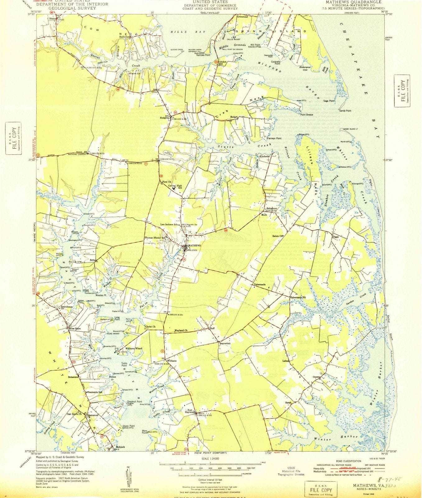 1948 Mathews, VA - Virginia - USGS Topographic Map