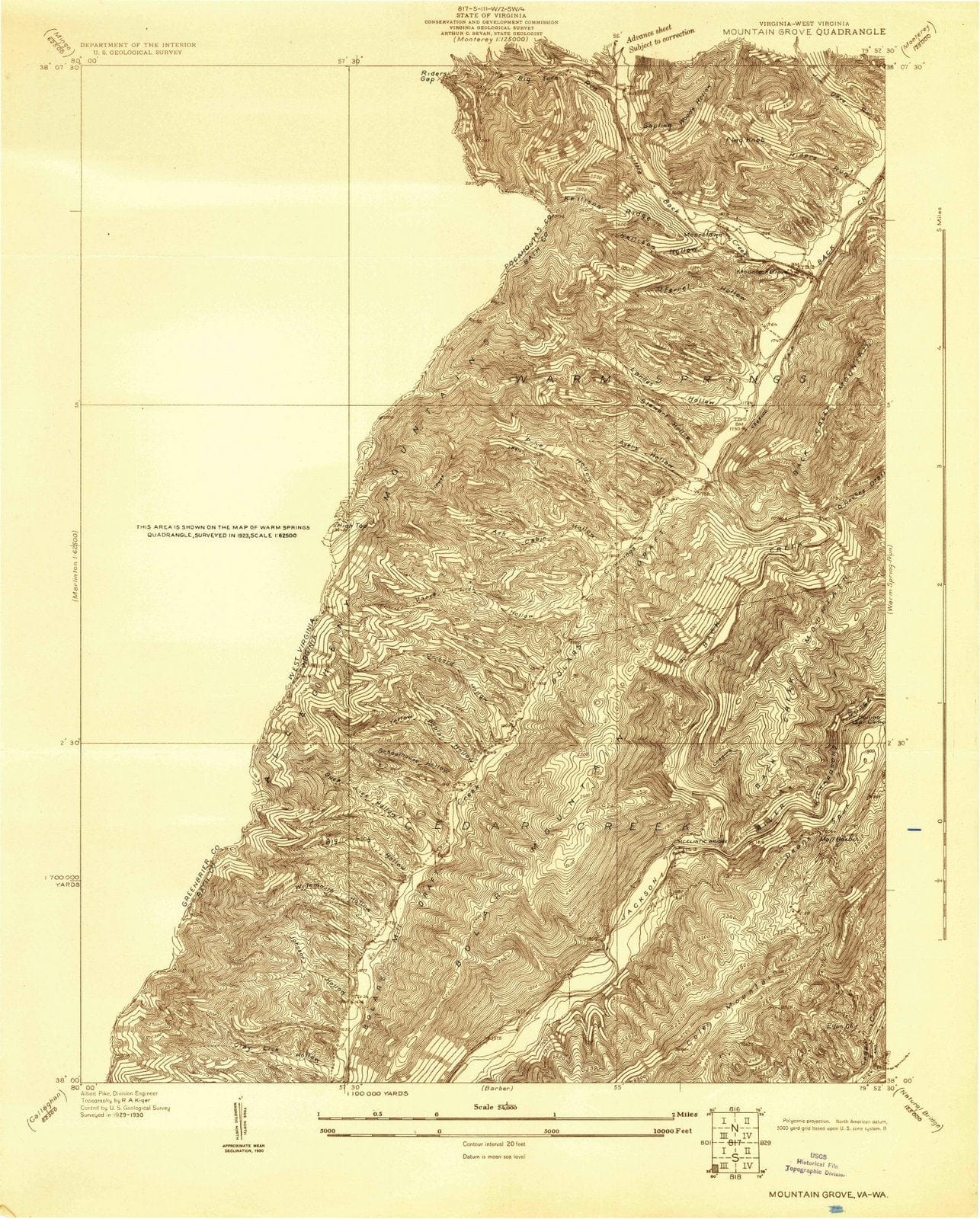 1930 Mountain Grove, VA - Virginia - USGS Topographic Map
