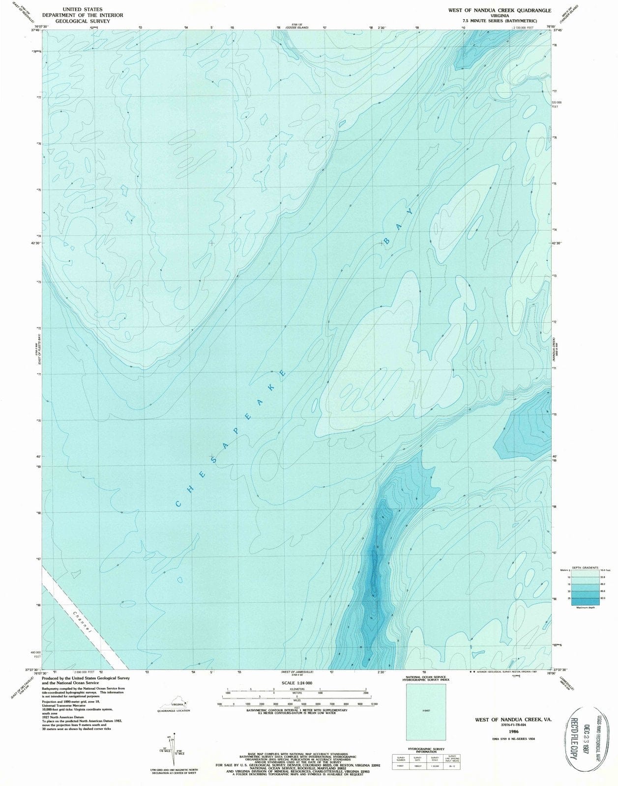 1986 West of Nandua Creek, VA - Virginia - USGS Topographic Map