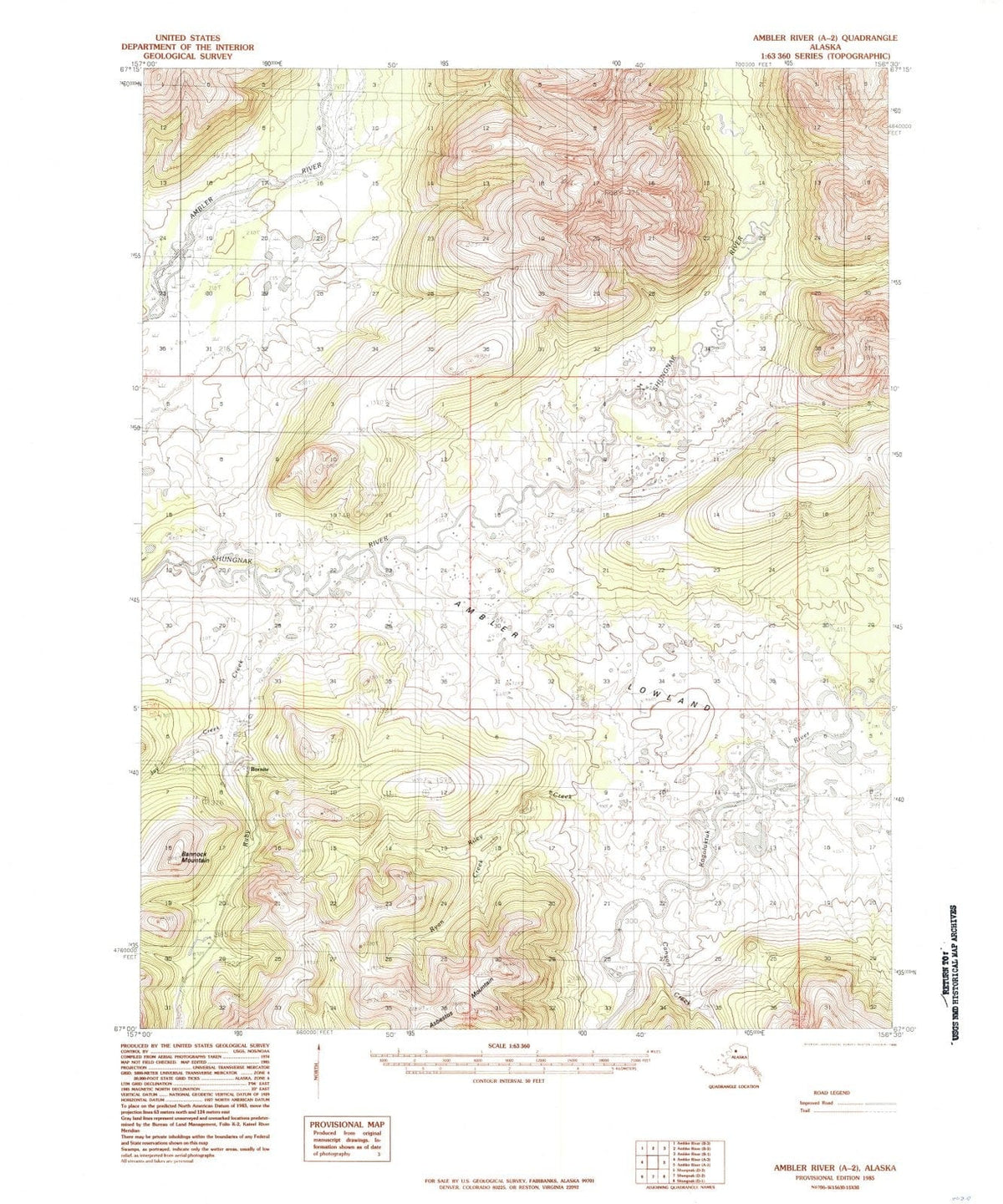 1985 Ambler River, AK - Alaska - USGS Topographic Map