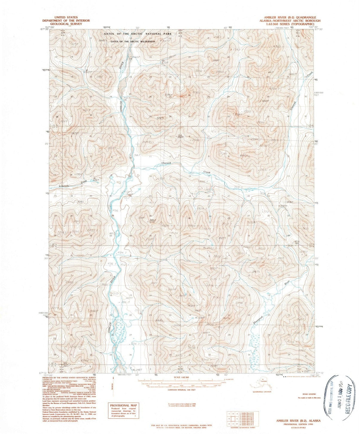 1990 Ambler River, AK - Alaska - USGS Topographic Map v2