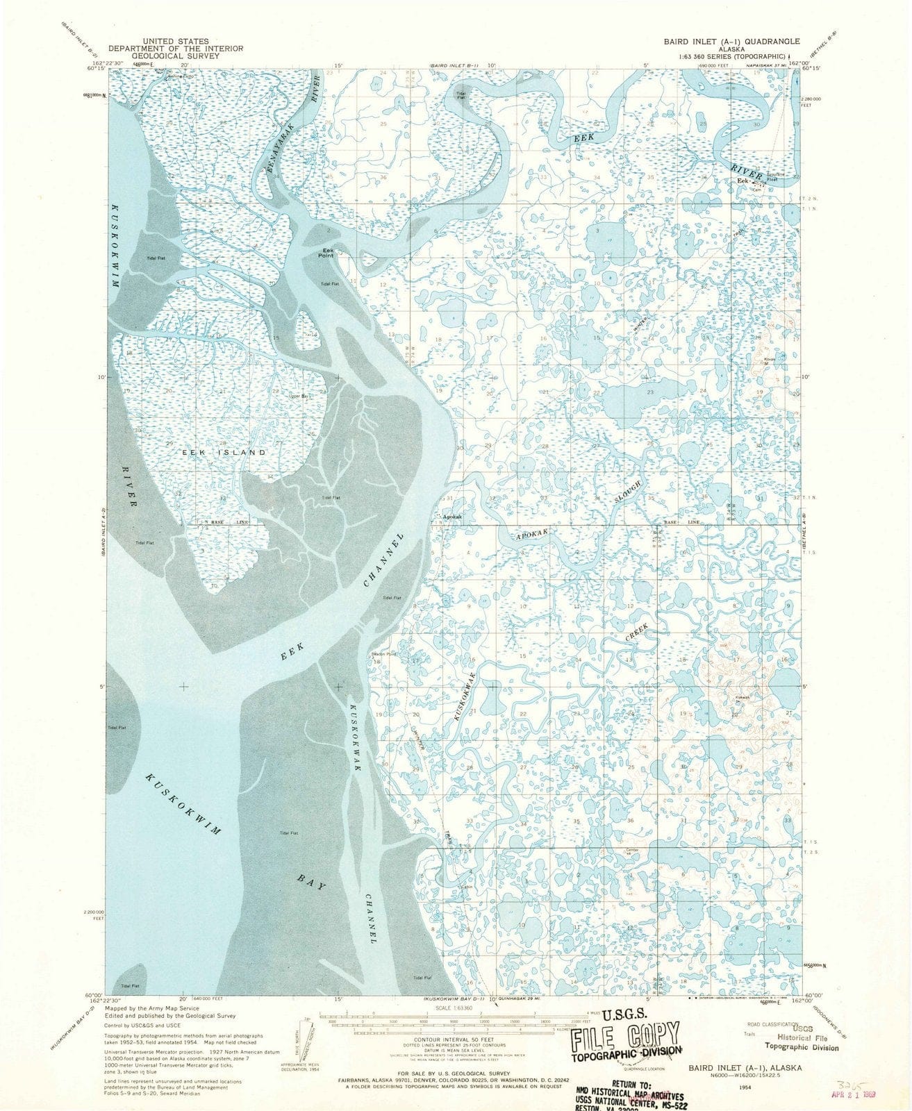1954 Baird Inlet, AK - Alaska - USGS Topographic Map