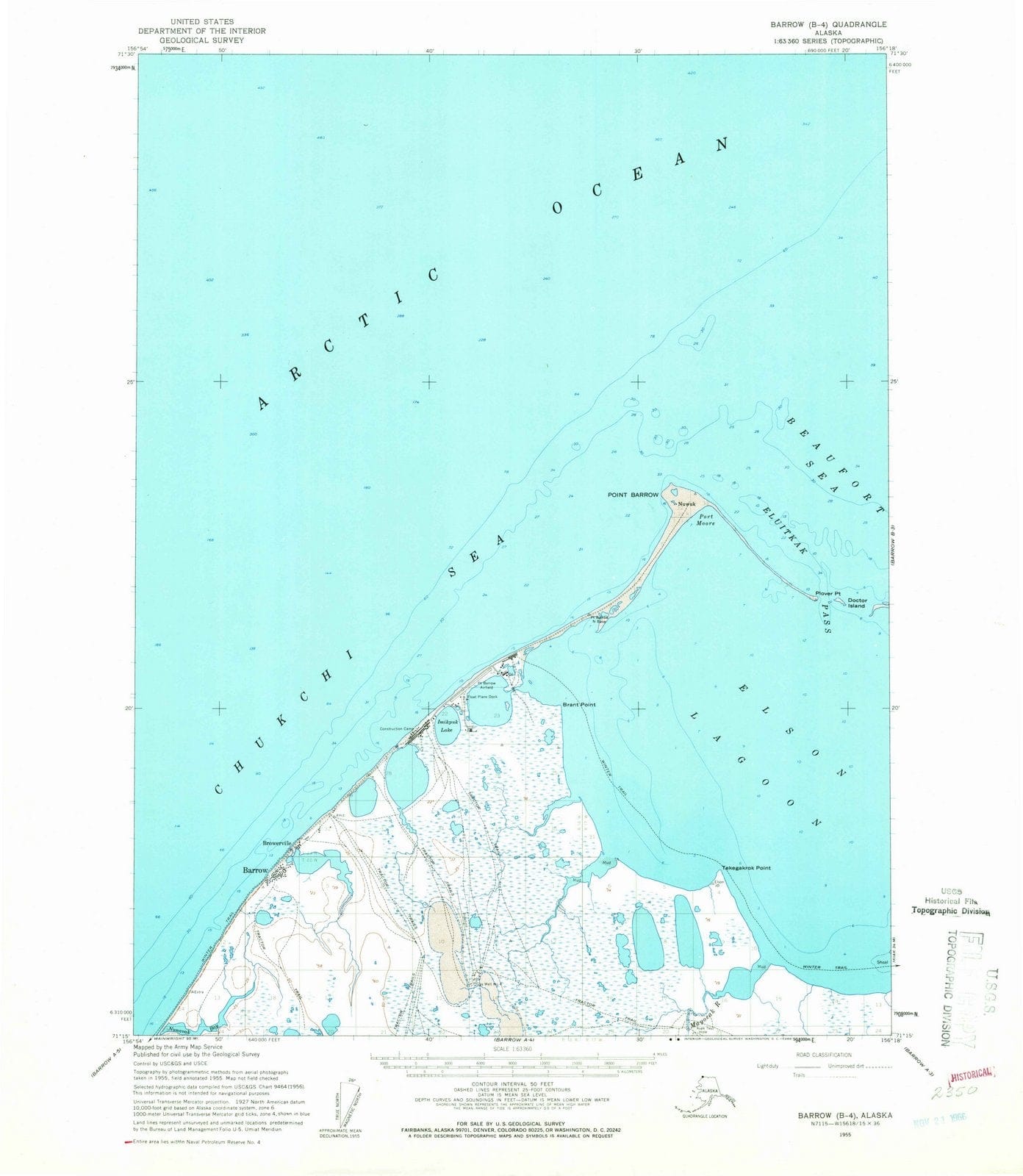 1955 Barrow, AK - Alaska - USGS Topographic Map v7