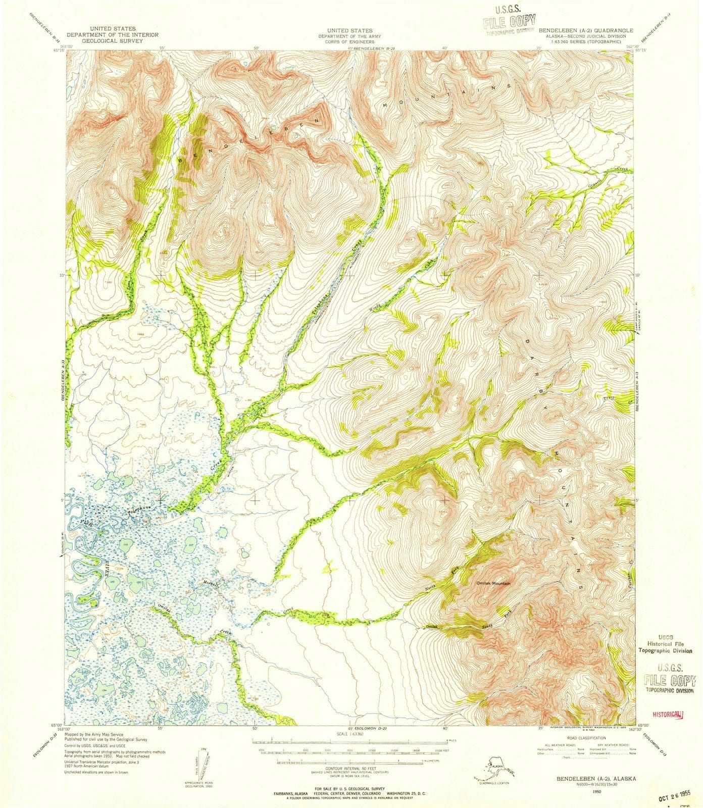 1950 Bendeleben, AK - Alaska - USGS Topographic Map v2