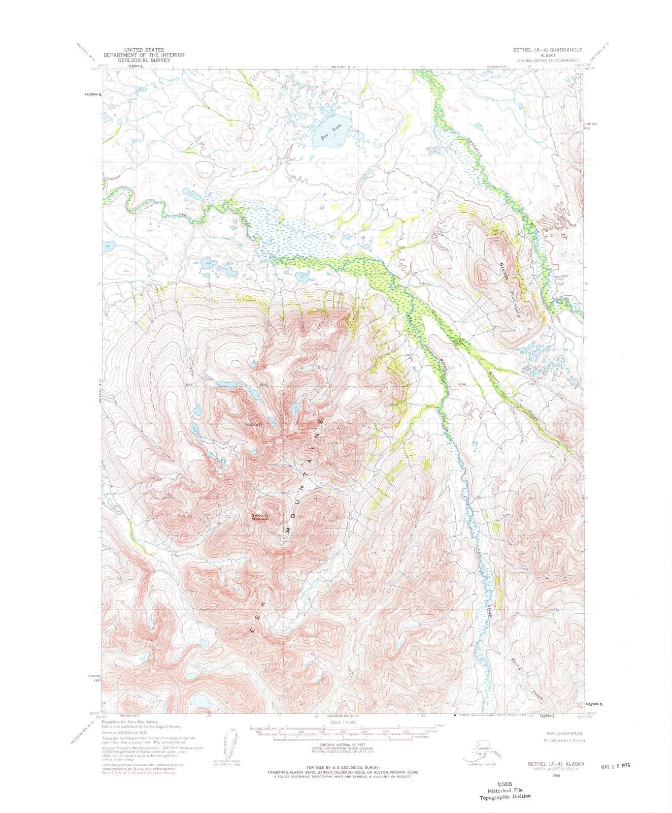 1954 Bethel, AK - Alaska - USGS Topographic Map