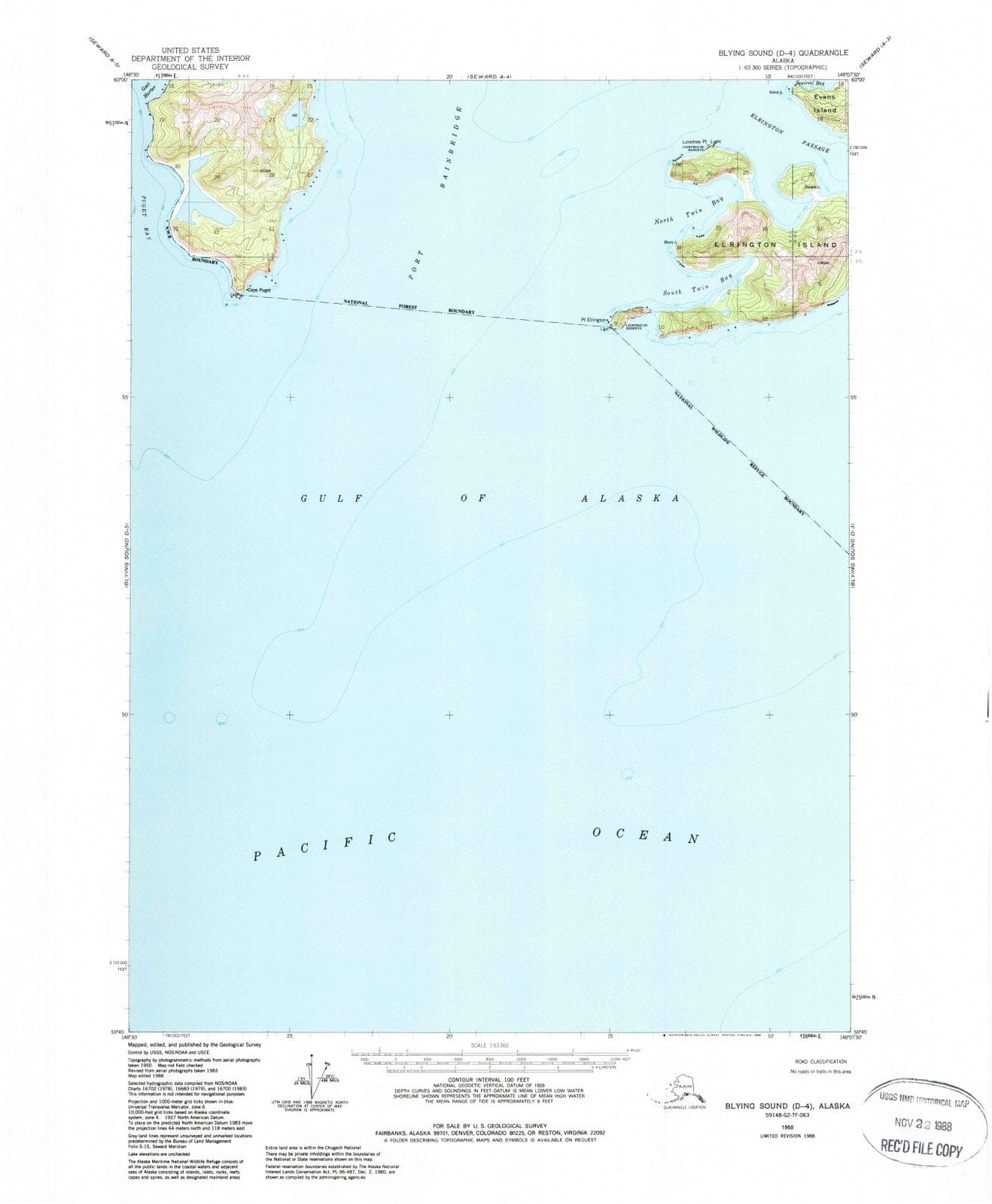 1950 Blying Sound, AK - Alaska - USGS Topographic Map