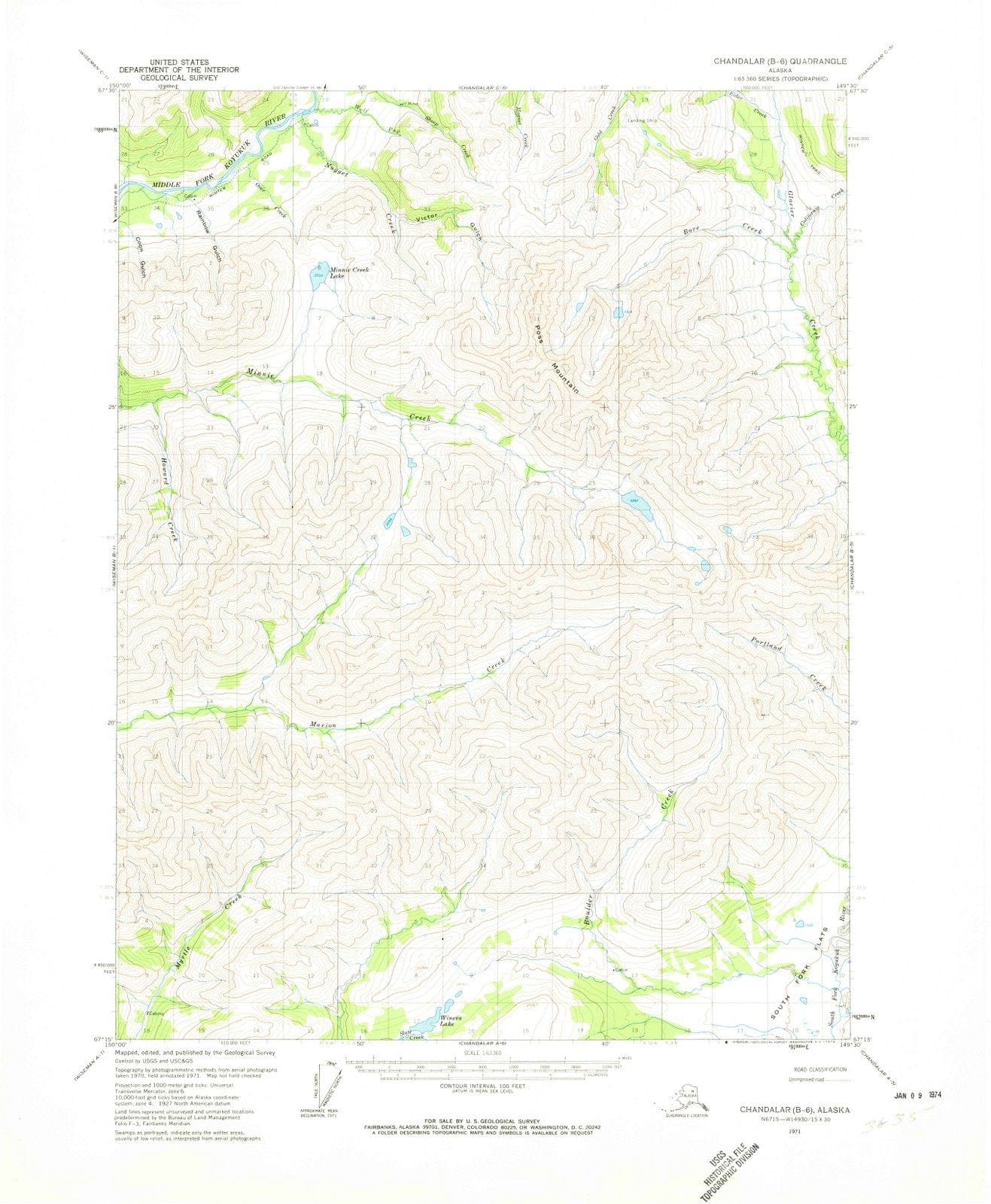 1971 Chandalar, AK - Alaska - USGS Topographic Map v3