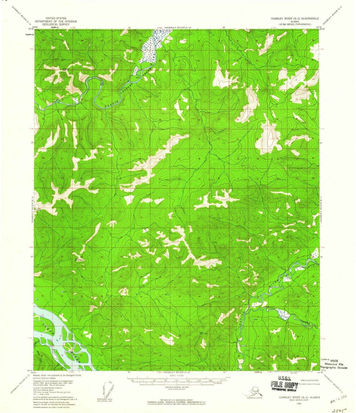 1956 Charley River, AK - Alaska - USGS Topographic Map v8