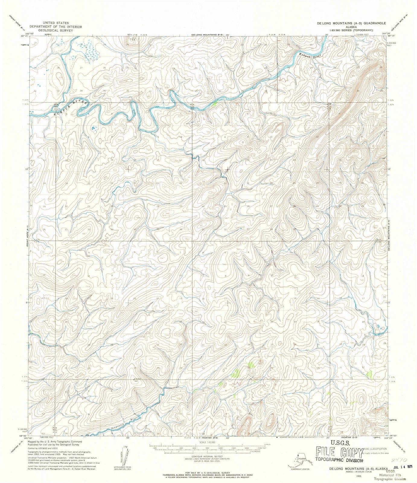1955 De Long Mountains, AK - Alaska - USGS Topographic Map v5