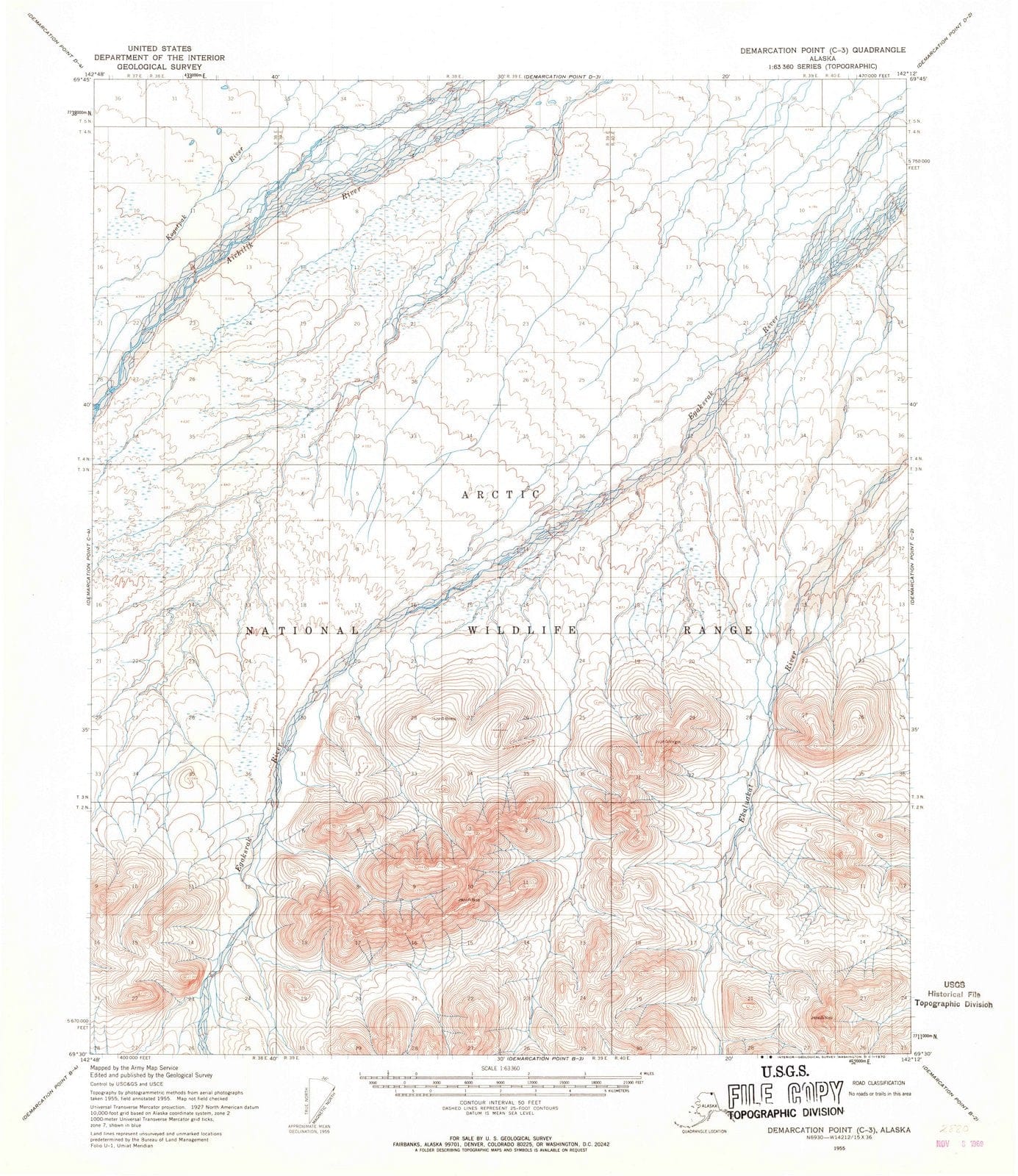 1955 Demarcation Point, AK - Alaska - USGS Topographic Map v3