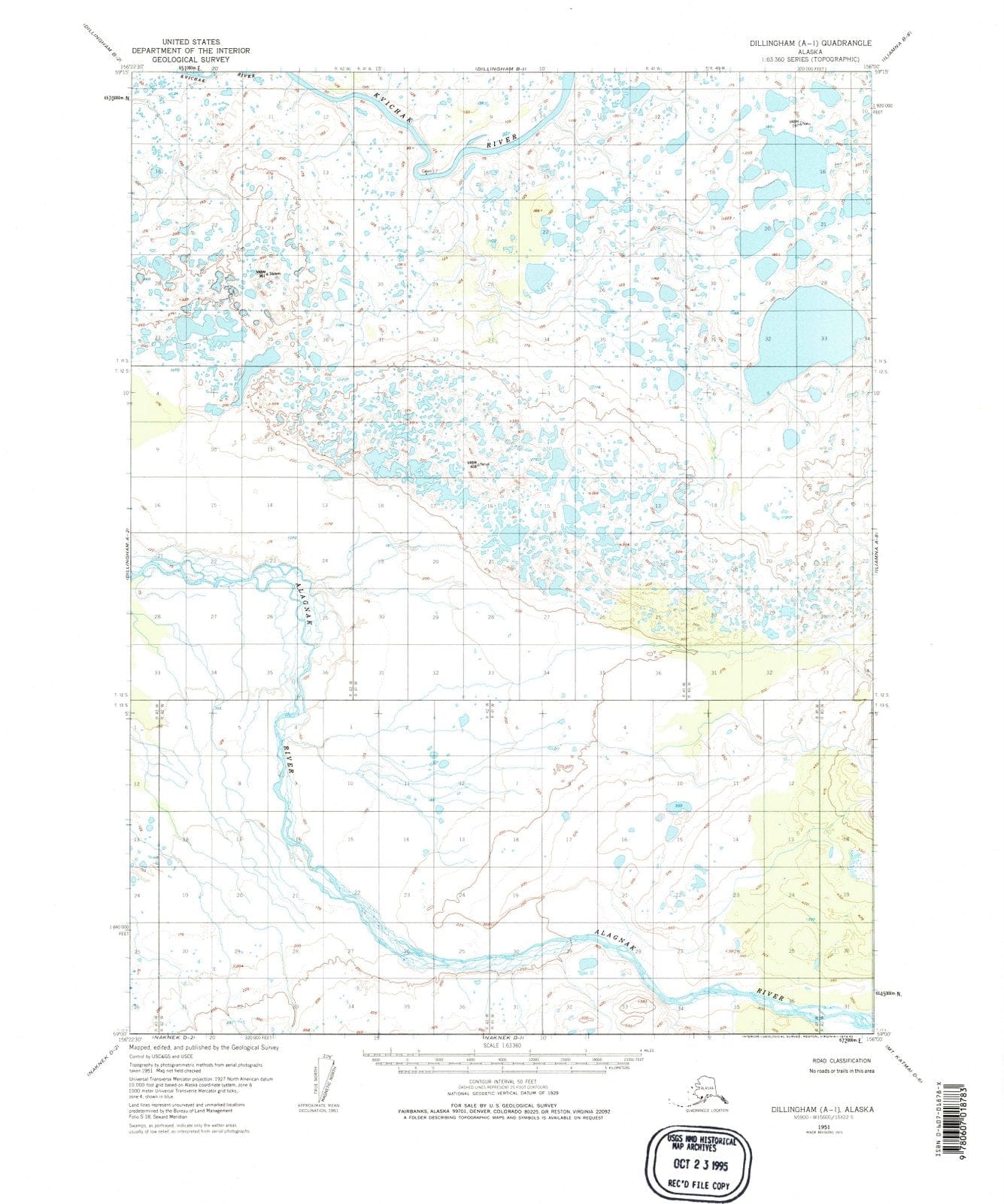 1951 Dillingham, AK - Alaska - USGS Topographic Map