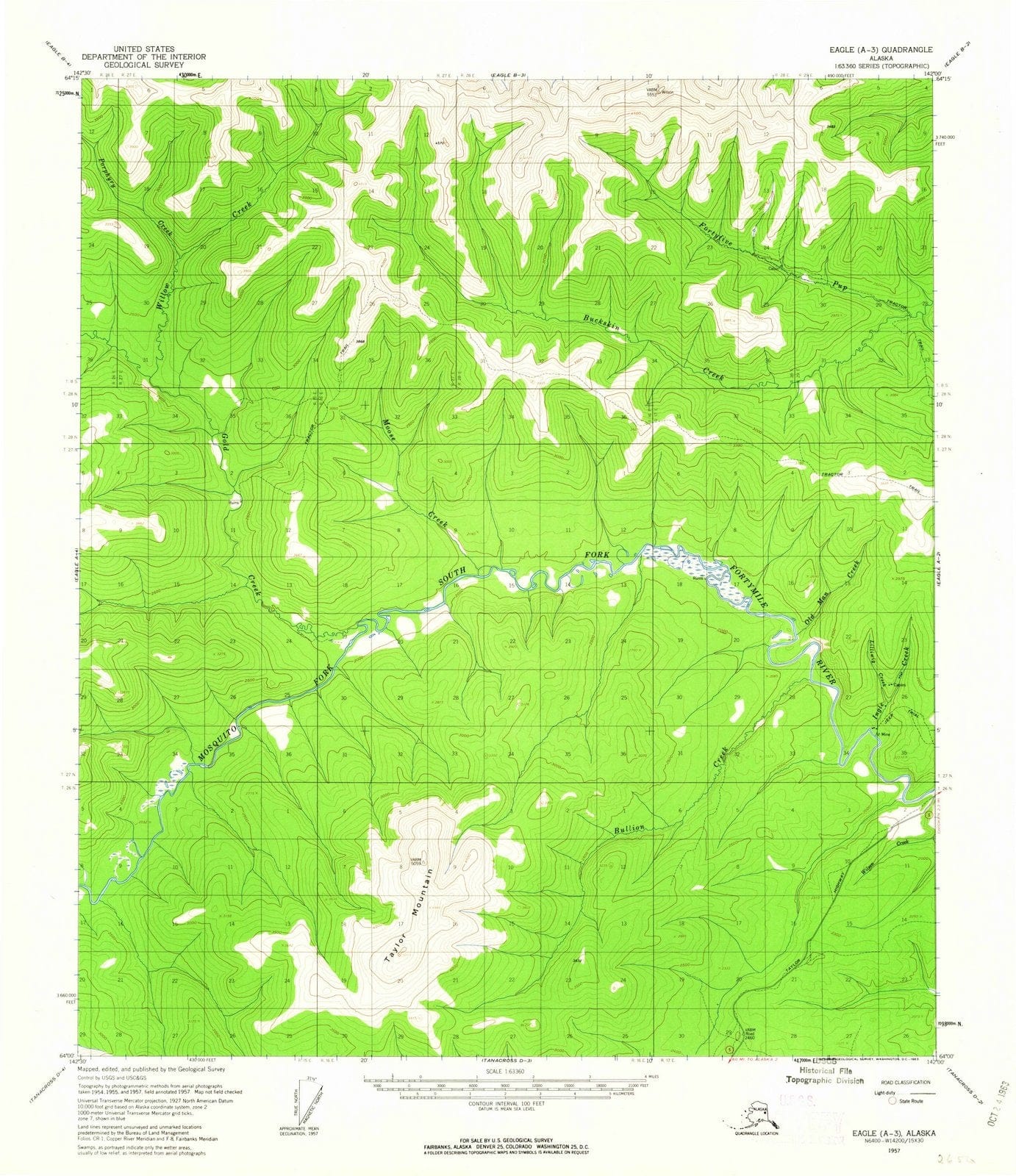 1957 Eagle, AK - Alaska - USGS Topographic Map