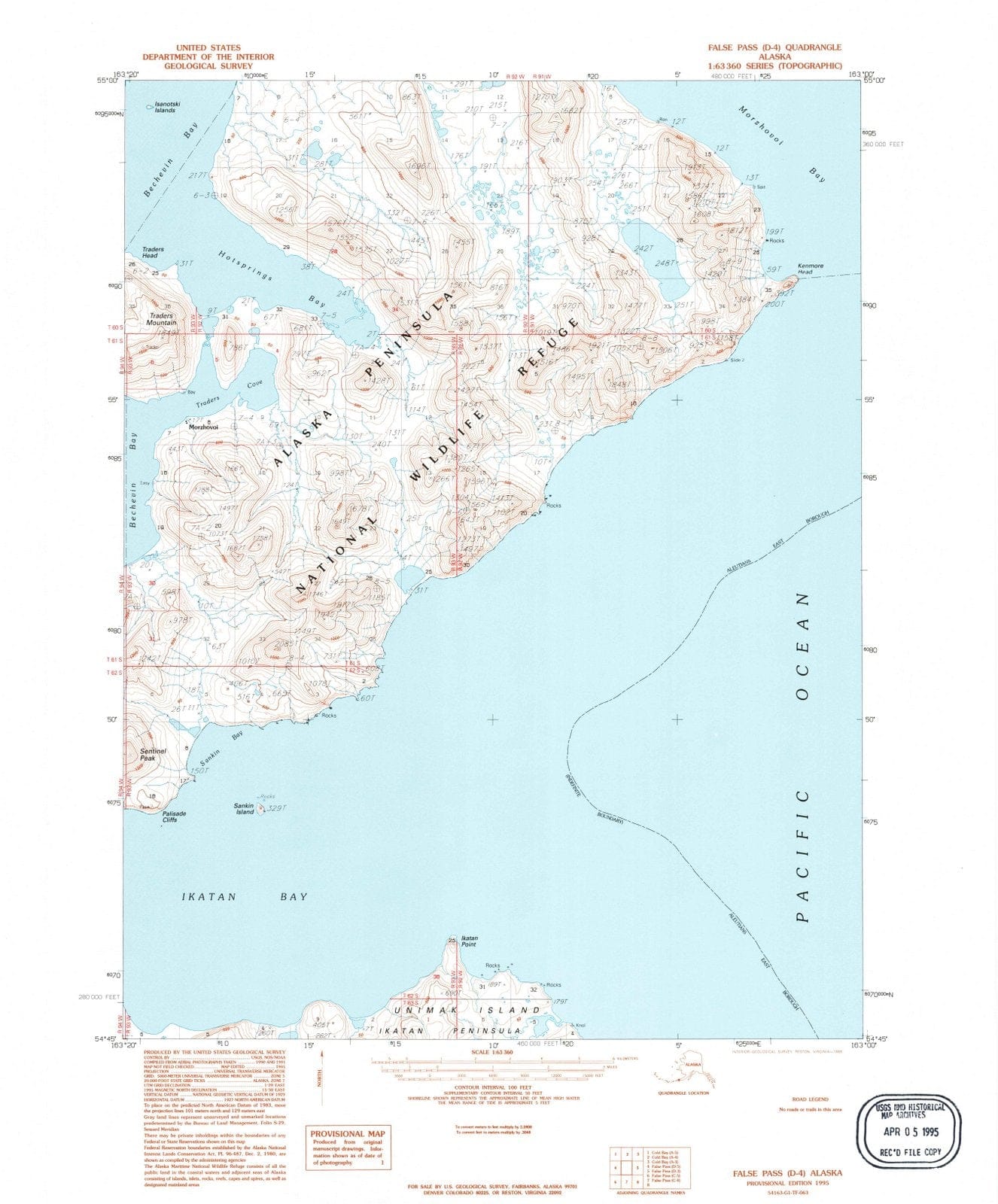 1995 False Pass, AK - Alaska - USGS Topographic Map