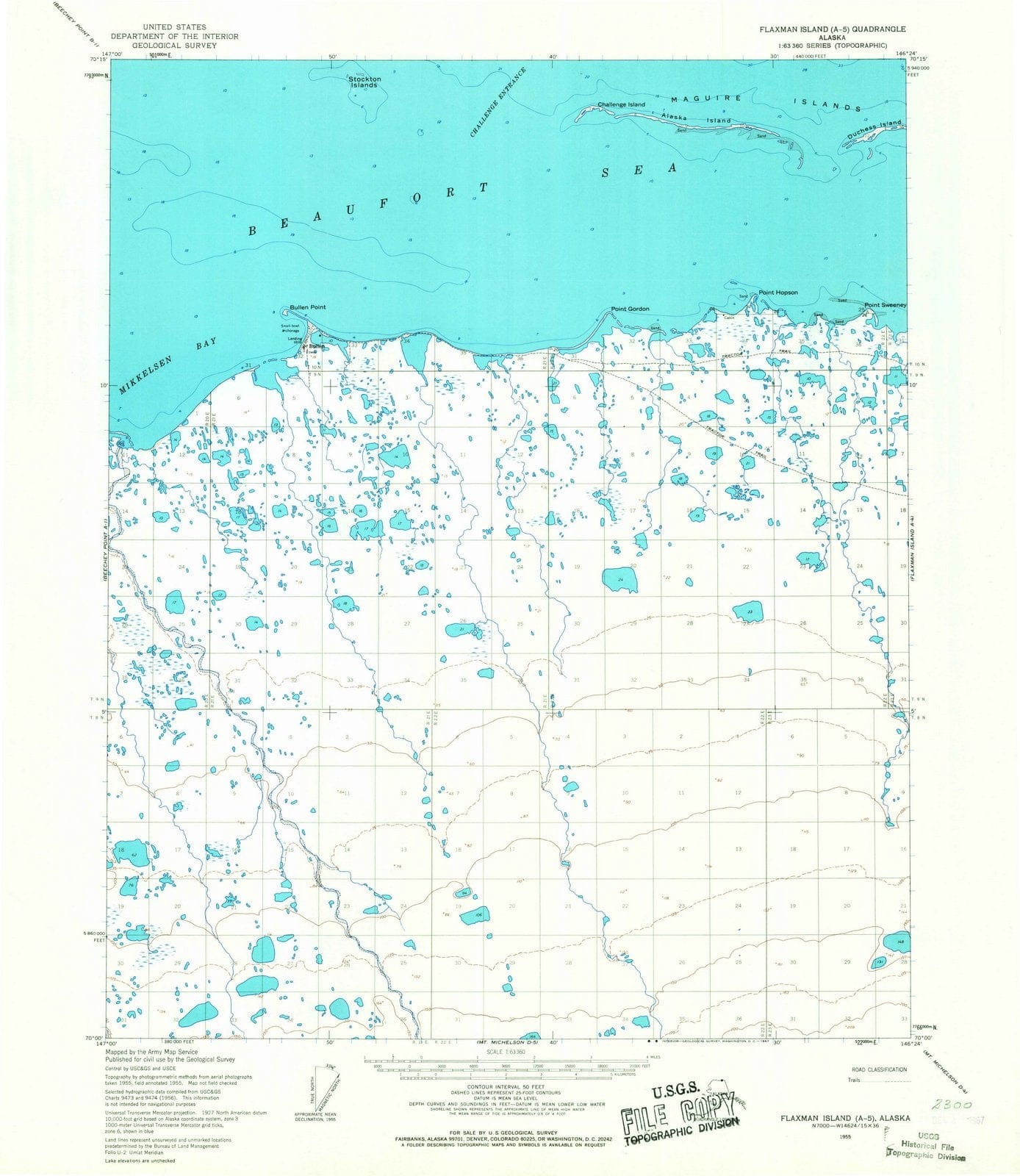 1955 Flaxman Island, AK - Alaska - USGS Topographic Map v3