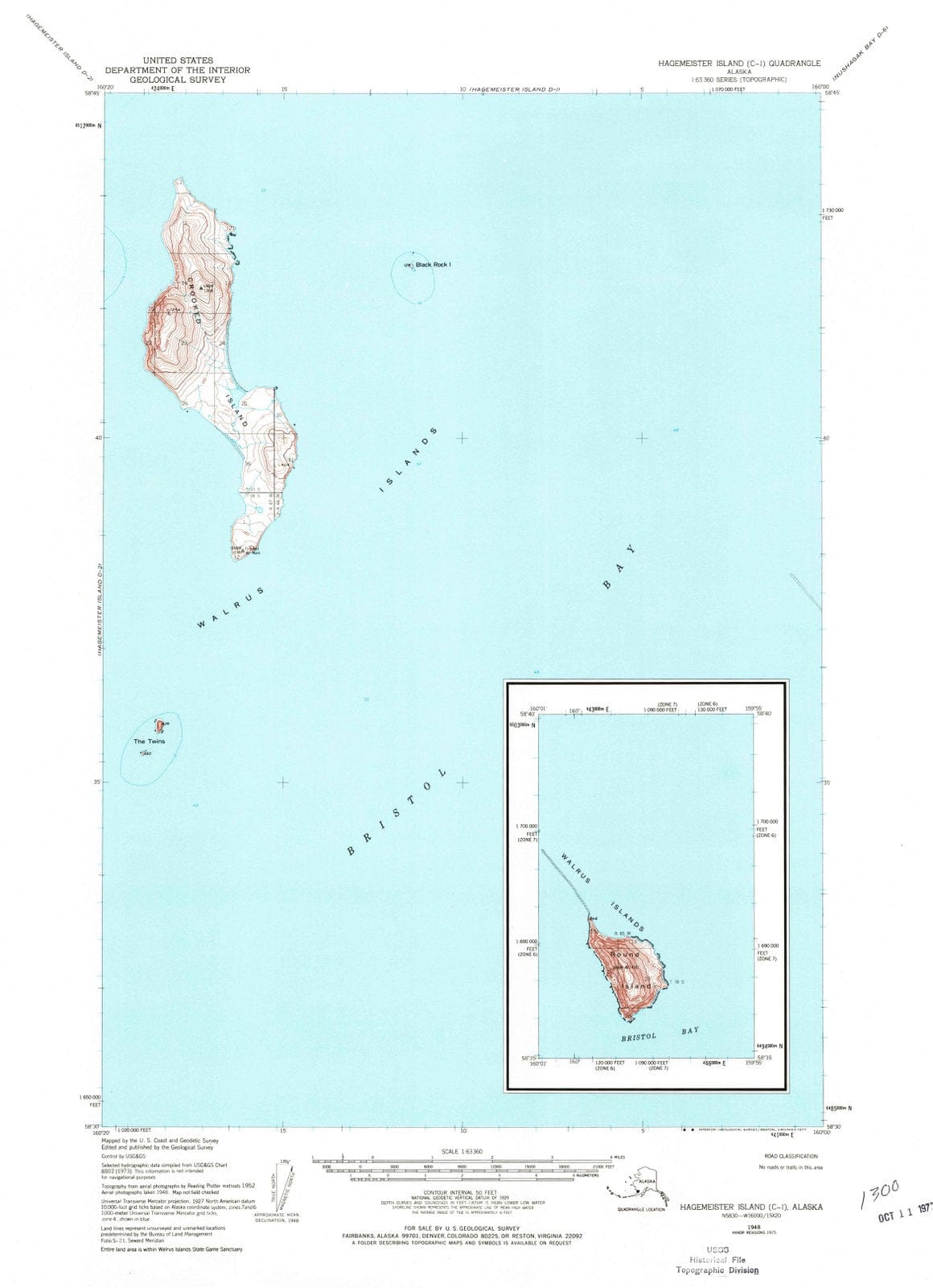 1948 Hagemeister Island, AK - Alaska - USGS Topographic Map
