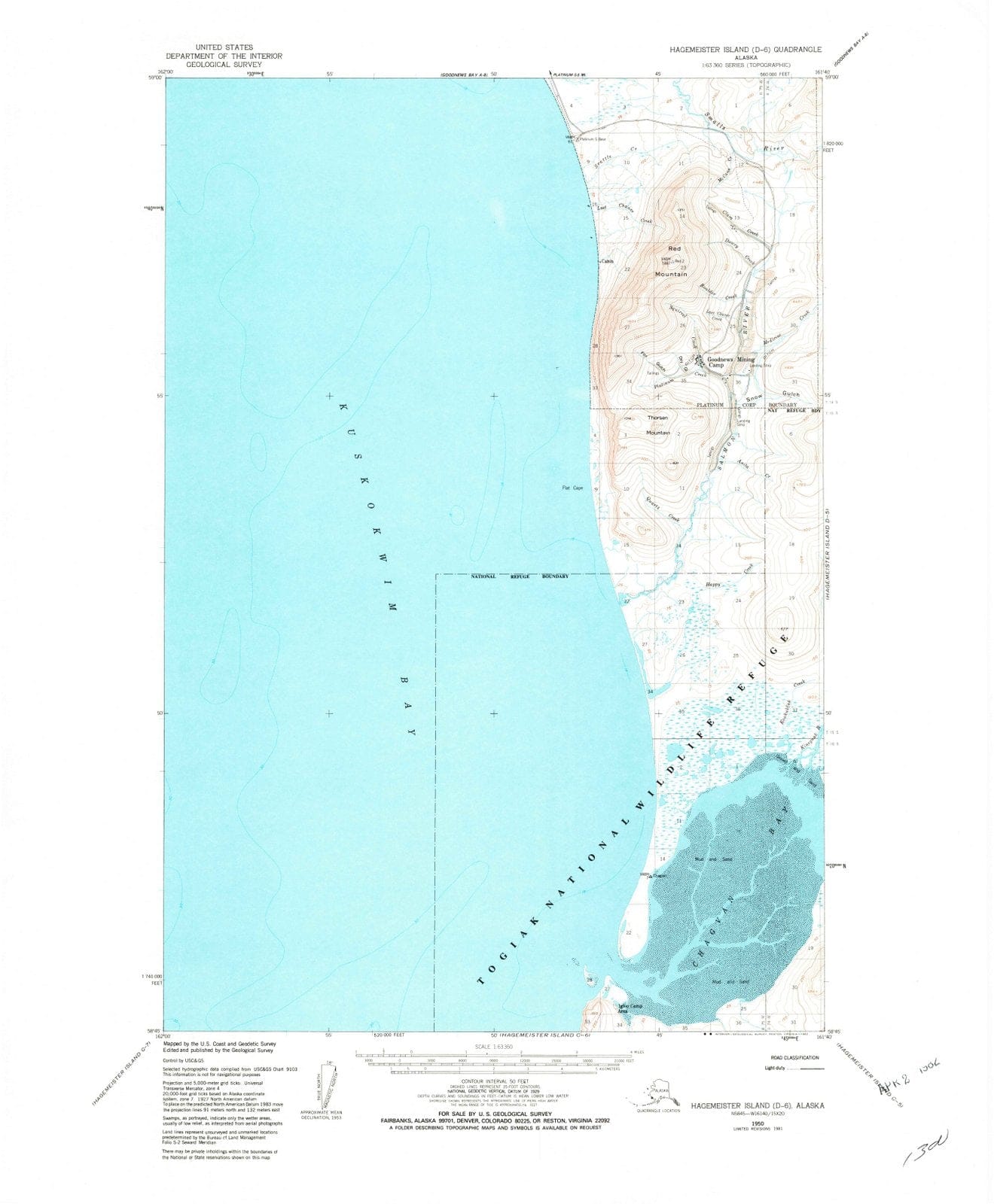 1950 Hagemeister Island, AK - Alaska - USGS Topographic Map v2