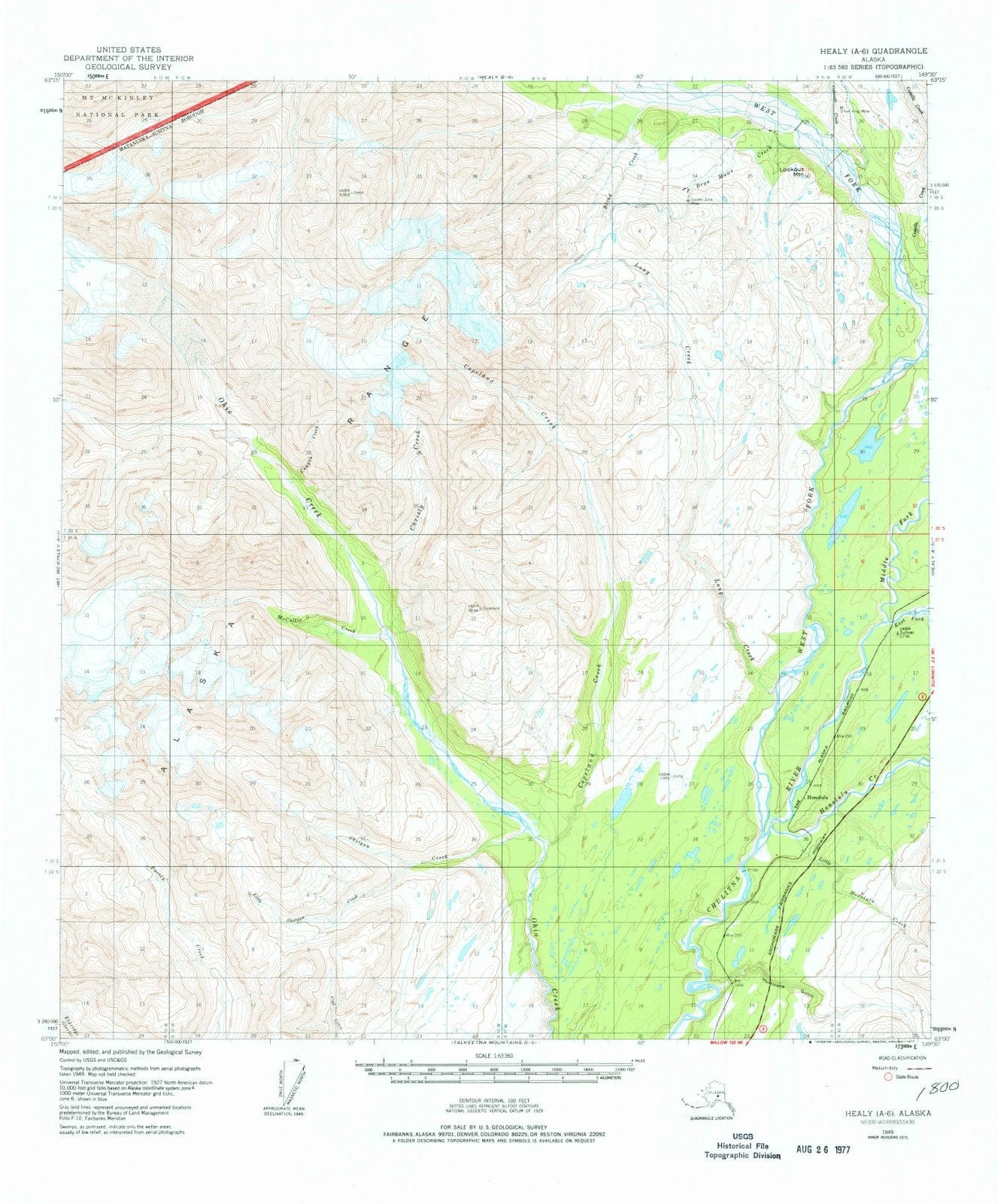 1949 Healy, AK - Alaska - USGS Topographic Map v2