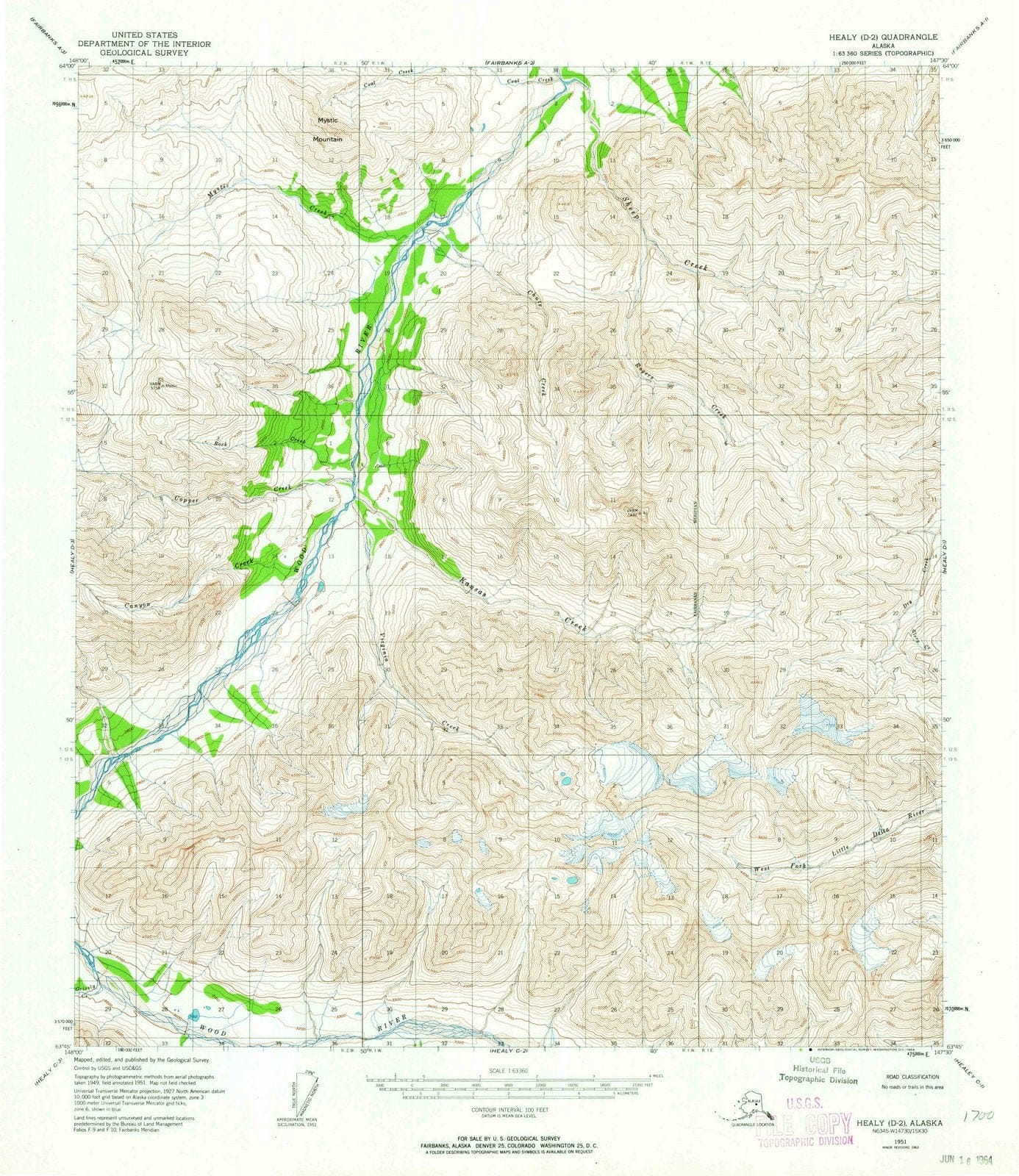 1951 Healy, AK - Alaska - USGS Topographic Map v4