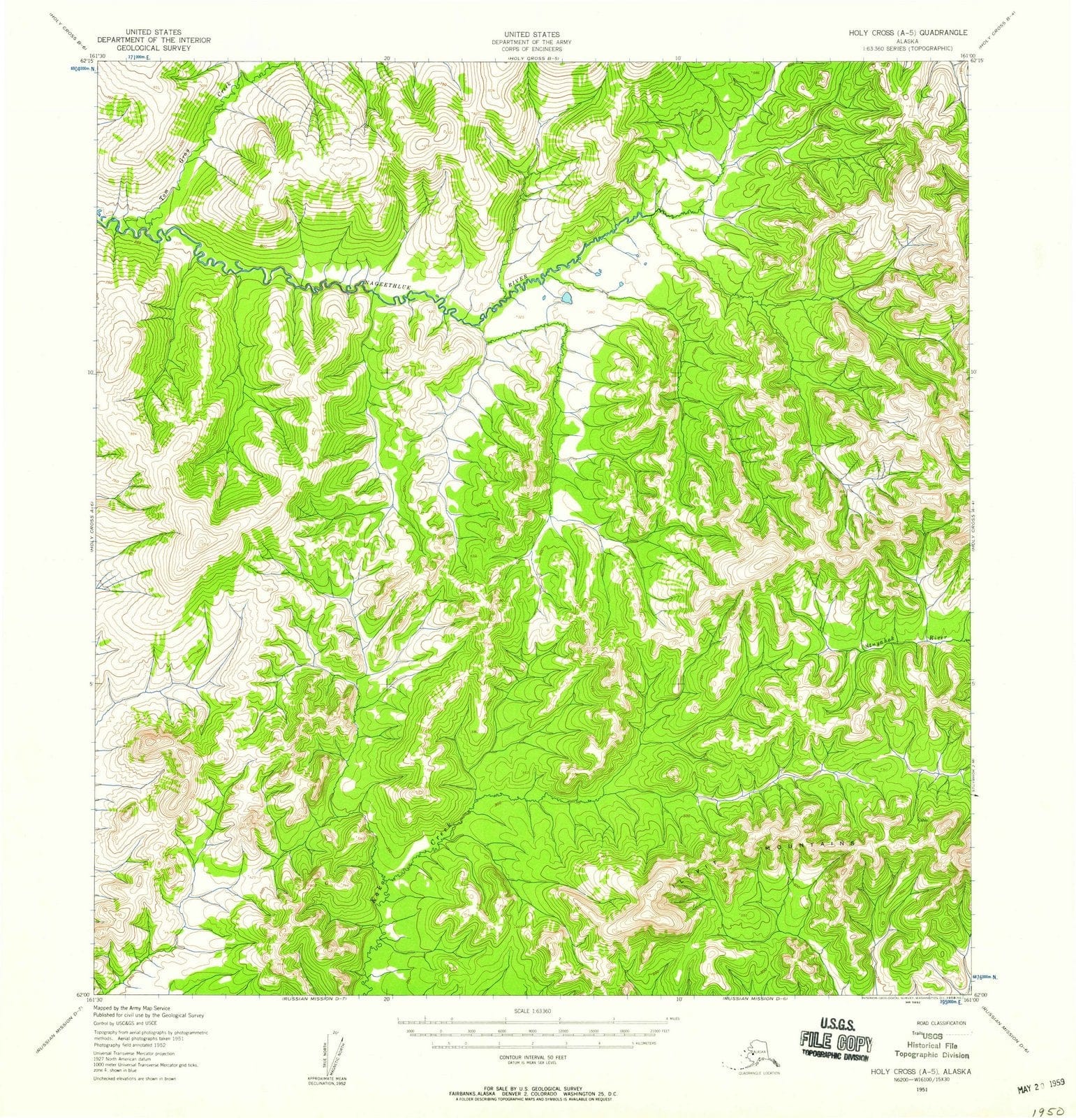1951 Holyross, AK - Alaska - USGS Topographic Map