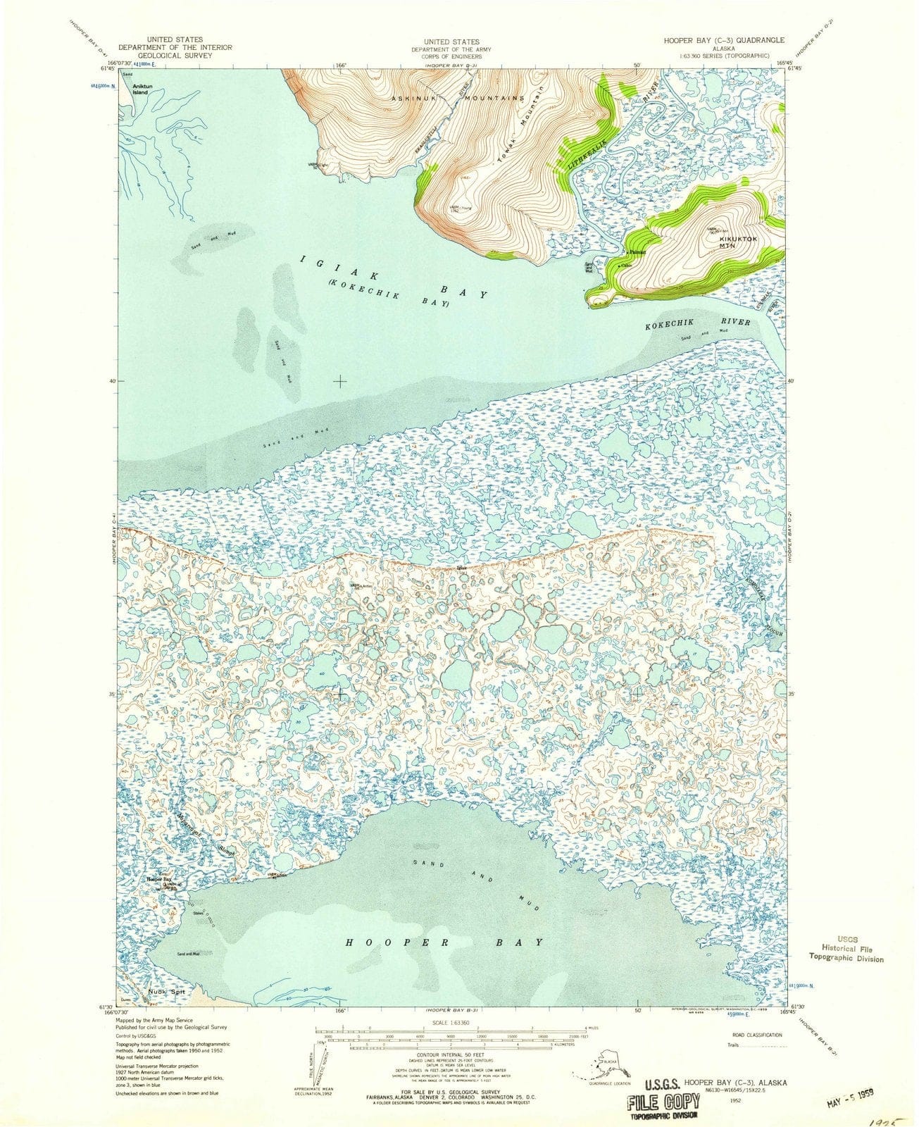 1952 Hooperay, AK - Alaska - USGS Topographic Map v4